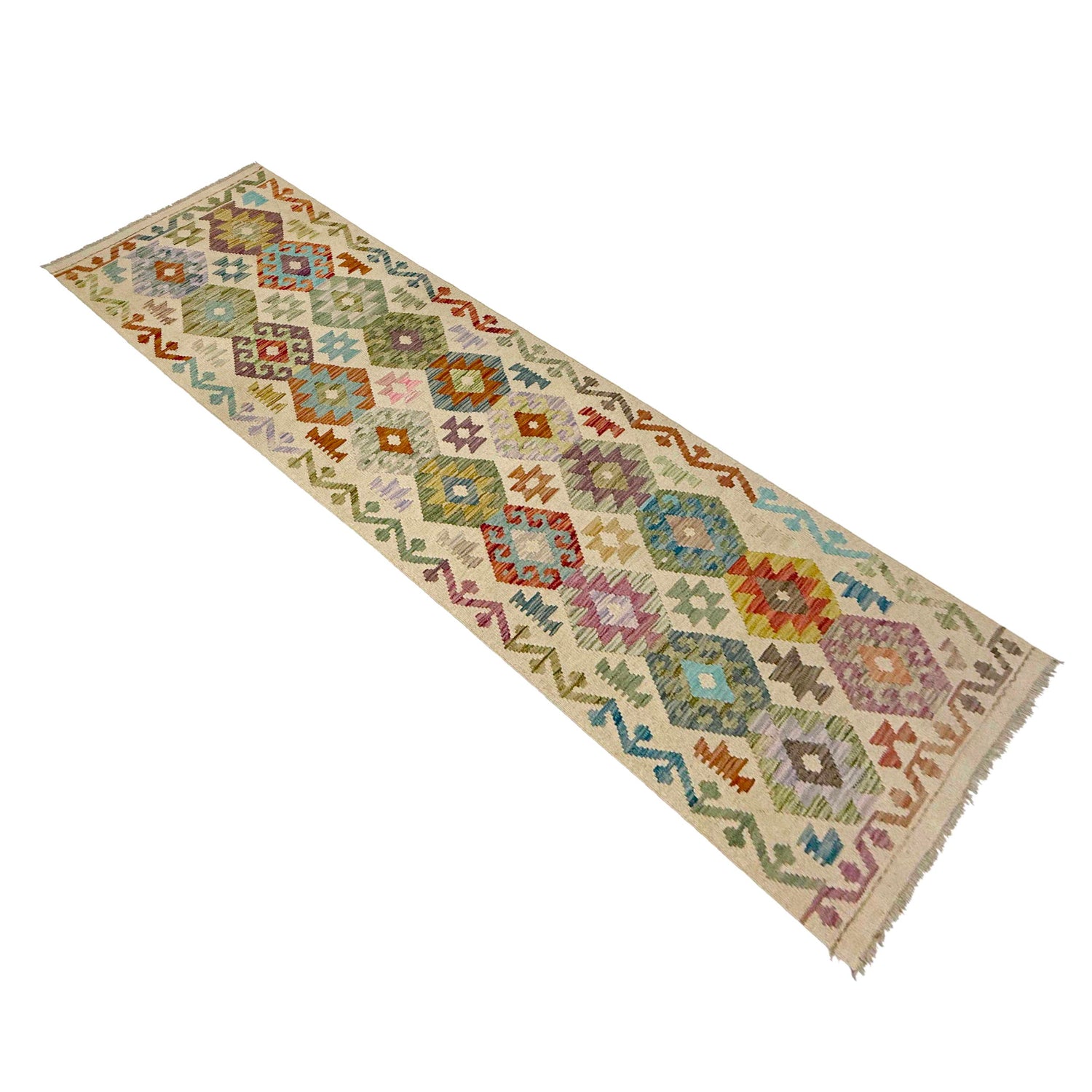 Handmade Multi Kilim Geometric 10' Runner
