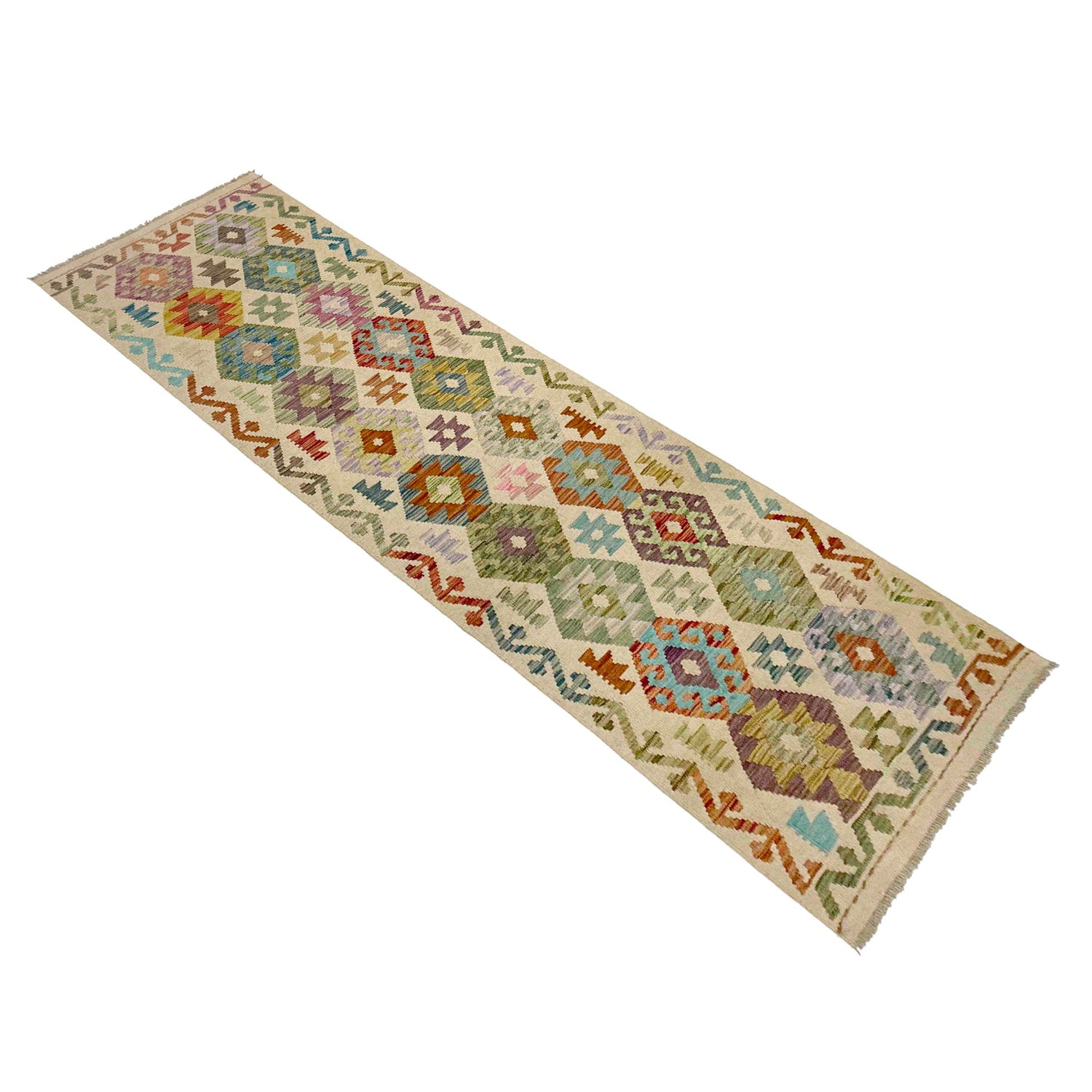 Handmade Multi Kilim Geometric 10' Runner