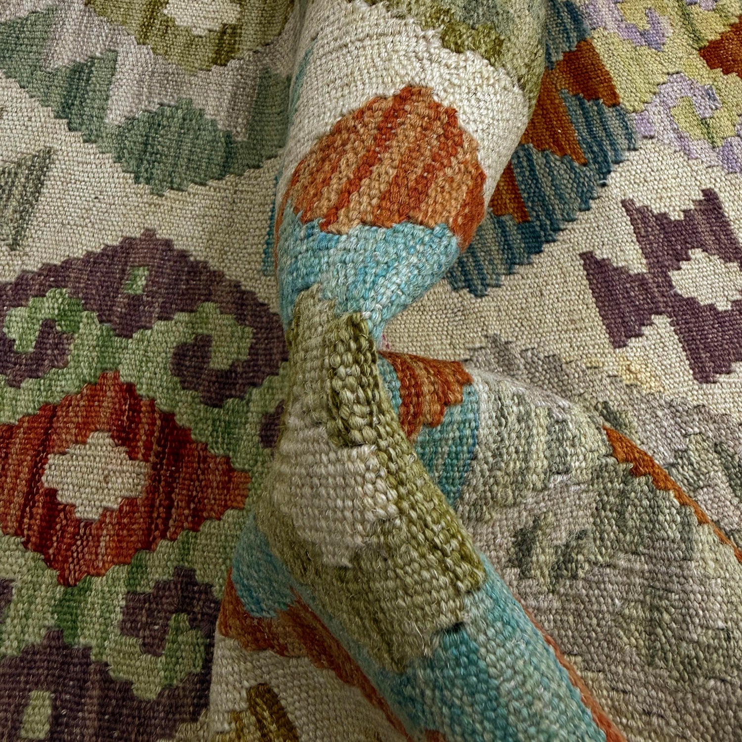 Handmade Multi Kilim Geometric 10' Runner