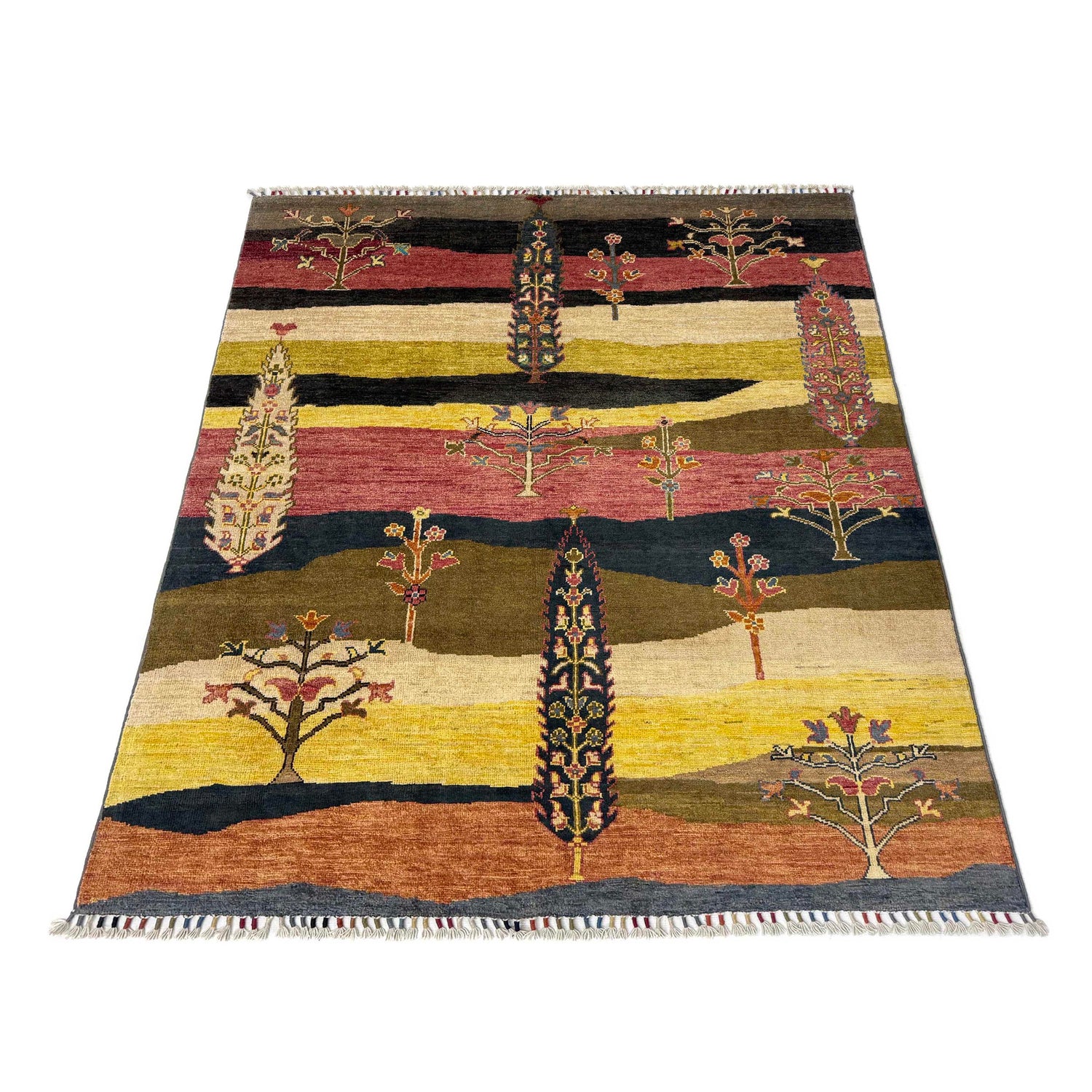 Tree Of Life Area Rug Handmade Multi Floral 4x7 ft