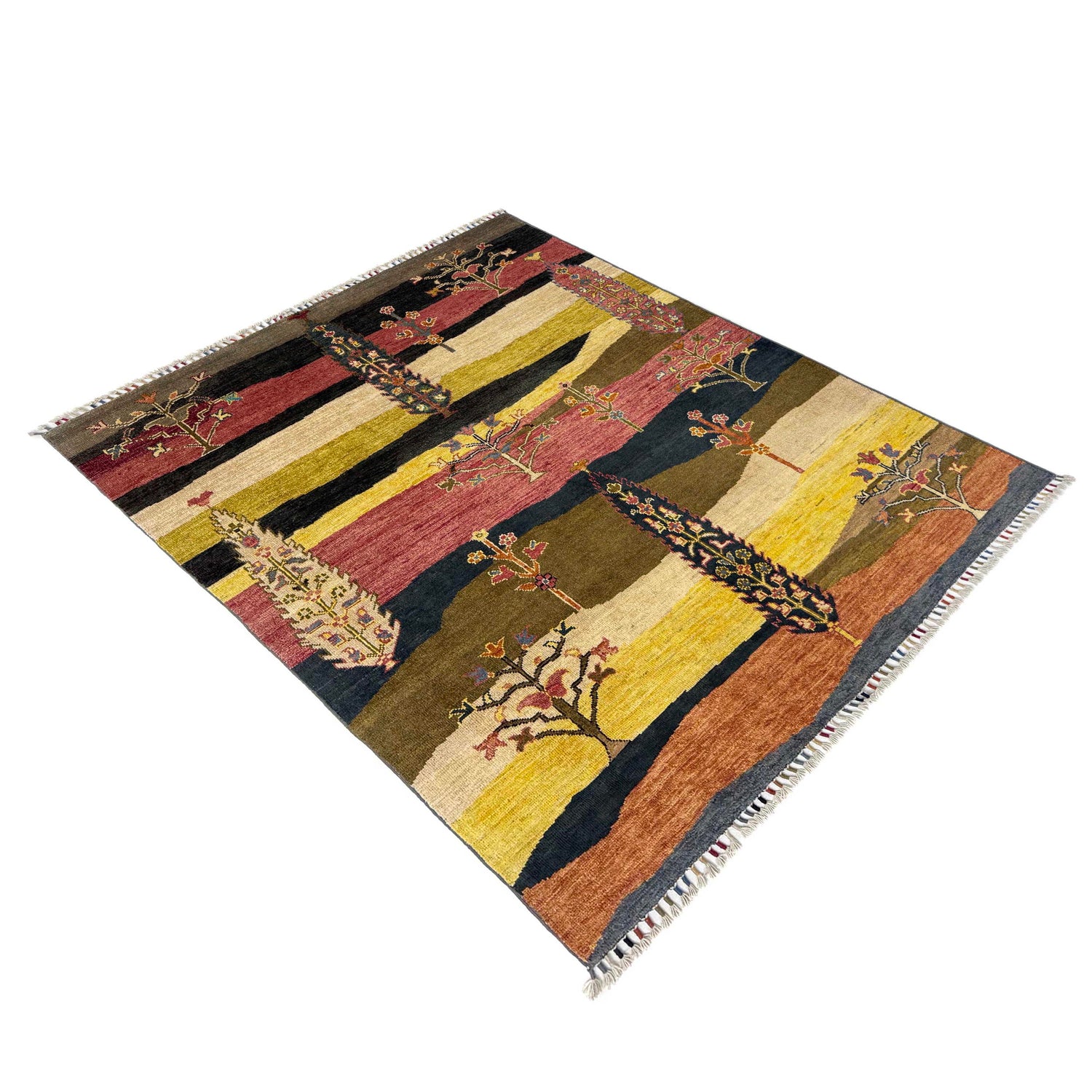 Tree Of Life Area Rug Handmade Multi Floral 4x7 ft
