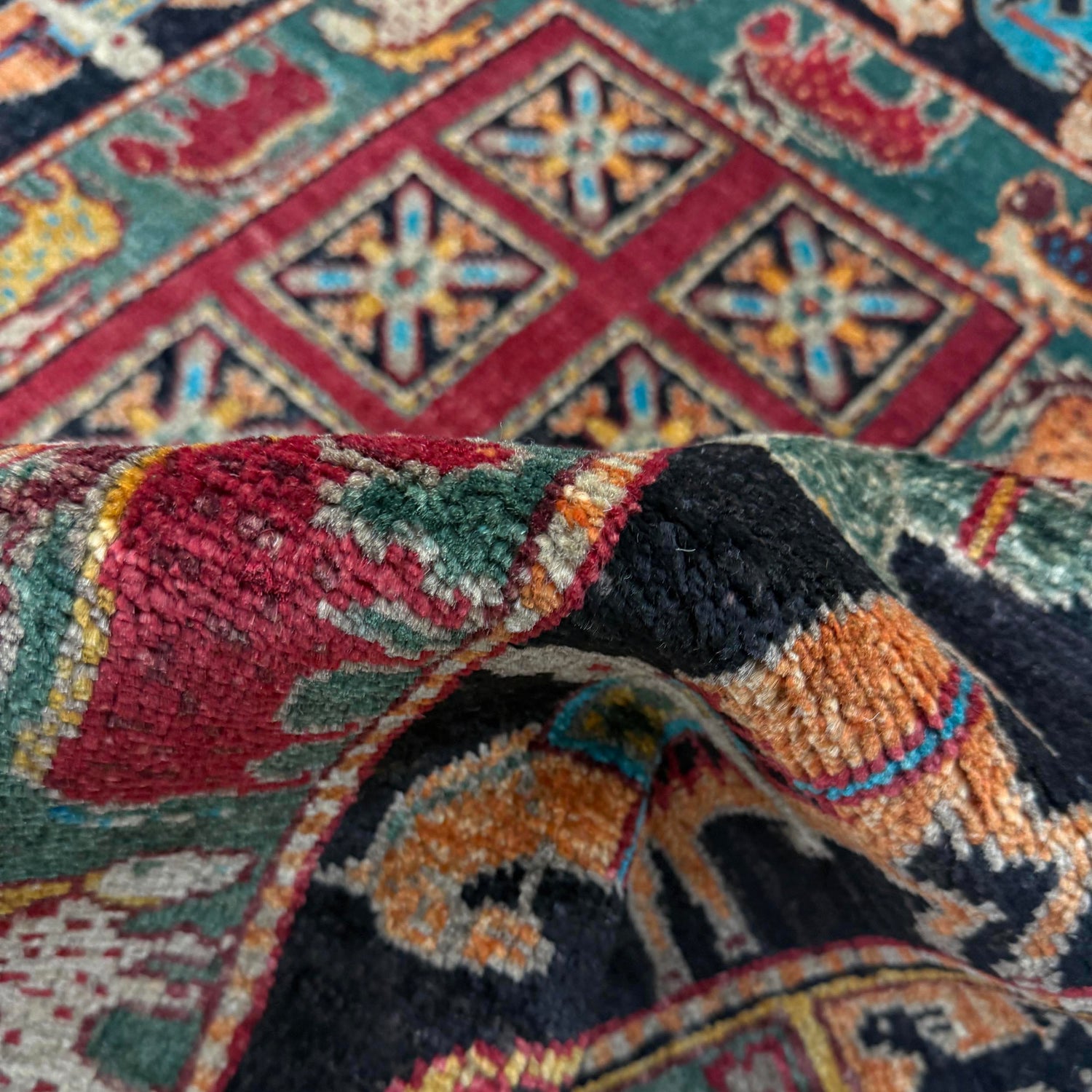Shikargah Area Rug Handmade Multi Animal/Birds 3x5 ft