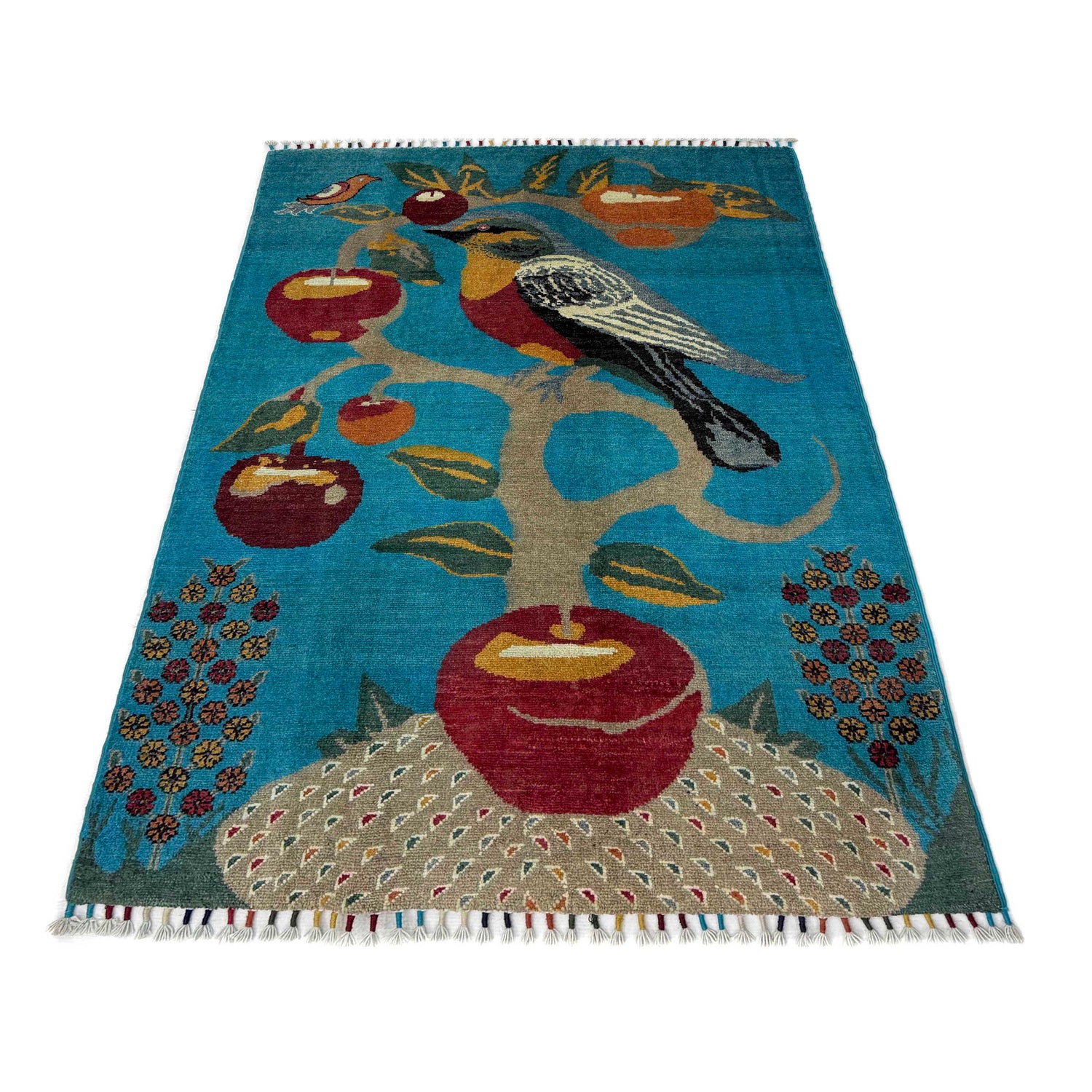 Pictorial Rug Handmade Blue Design