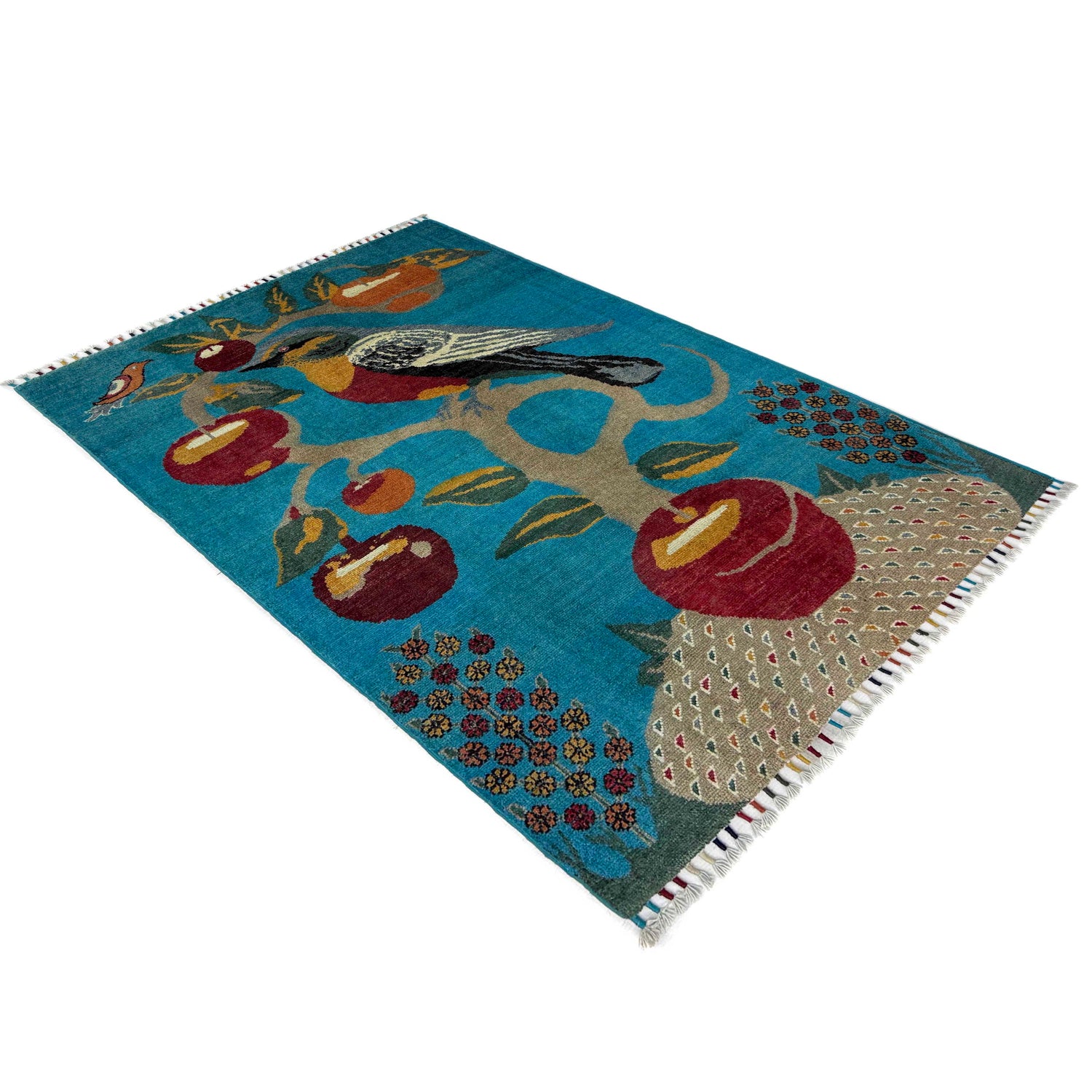Pictorial Rug Handmade Blue Design