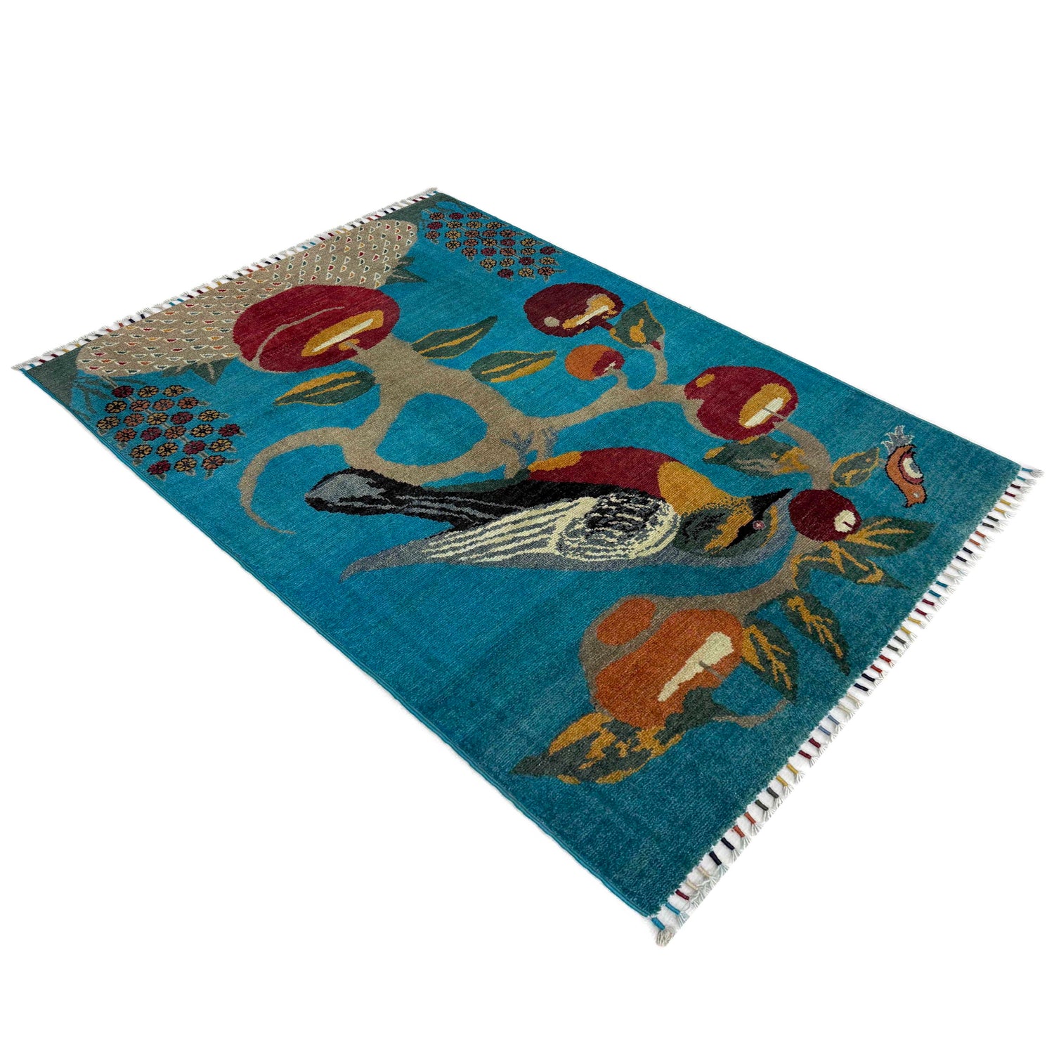 Pictorial Rug Handmade Blue Design