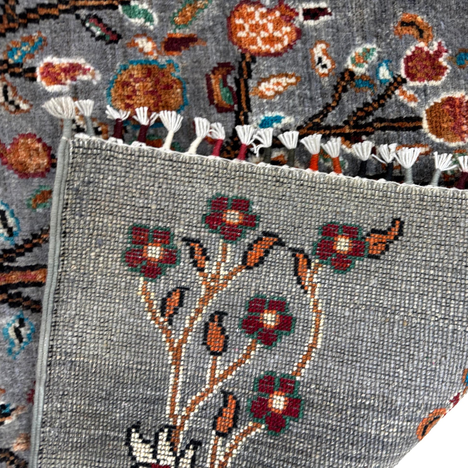 Tree Of Life Area Rug Handmade Gray Floral 3x5 ft