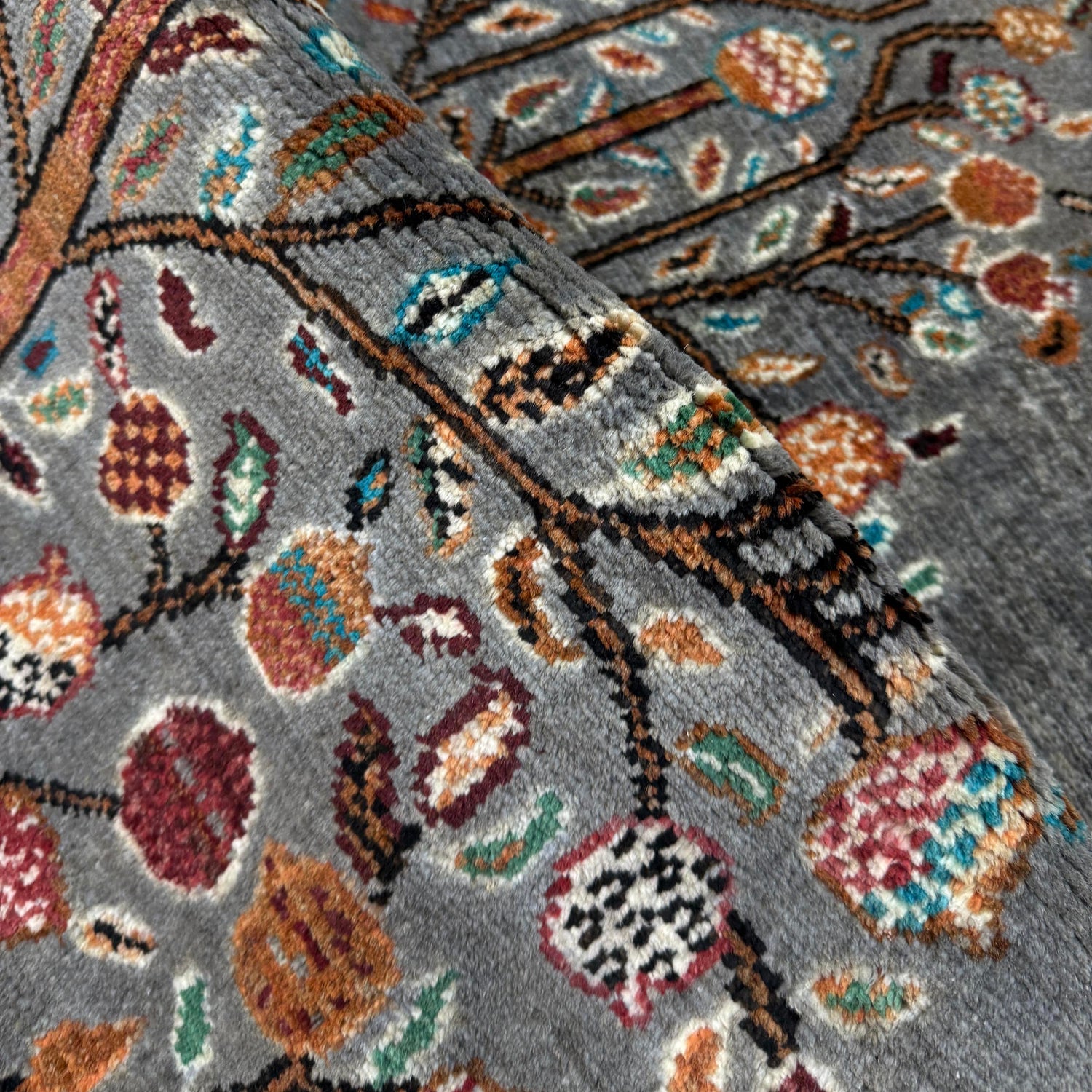 Tree Of Life Area Rug Handmade Gray Floral 3x5 ft