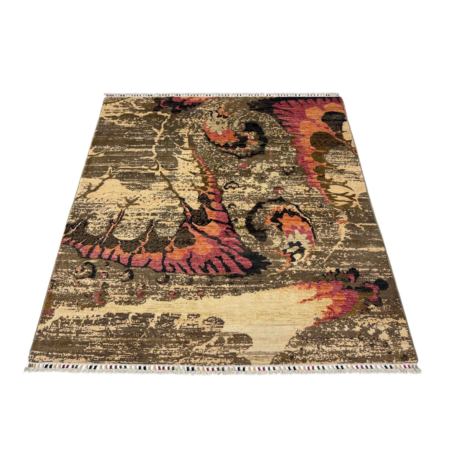 Gabbeh Area Rug Handmade Multi Medallion 4x7 ft