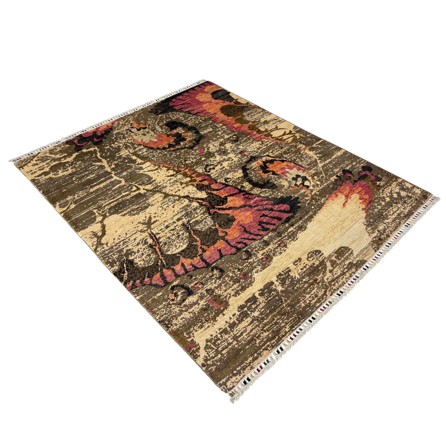 Gabbeh Area Rug Handmade Multi Medallion 4x7 ft