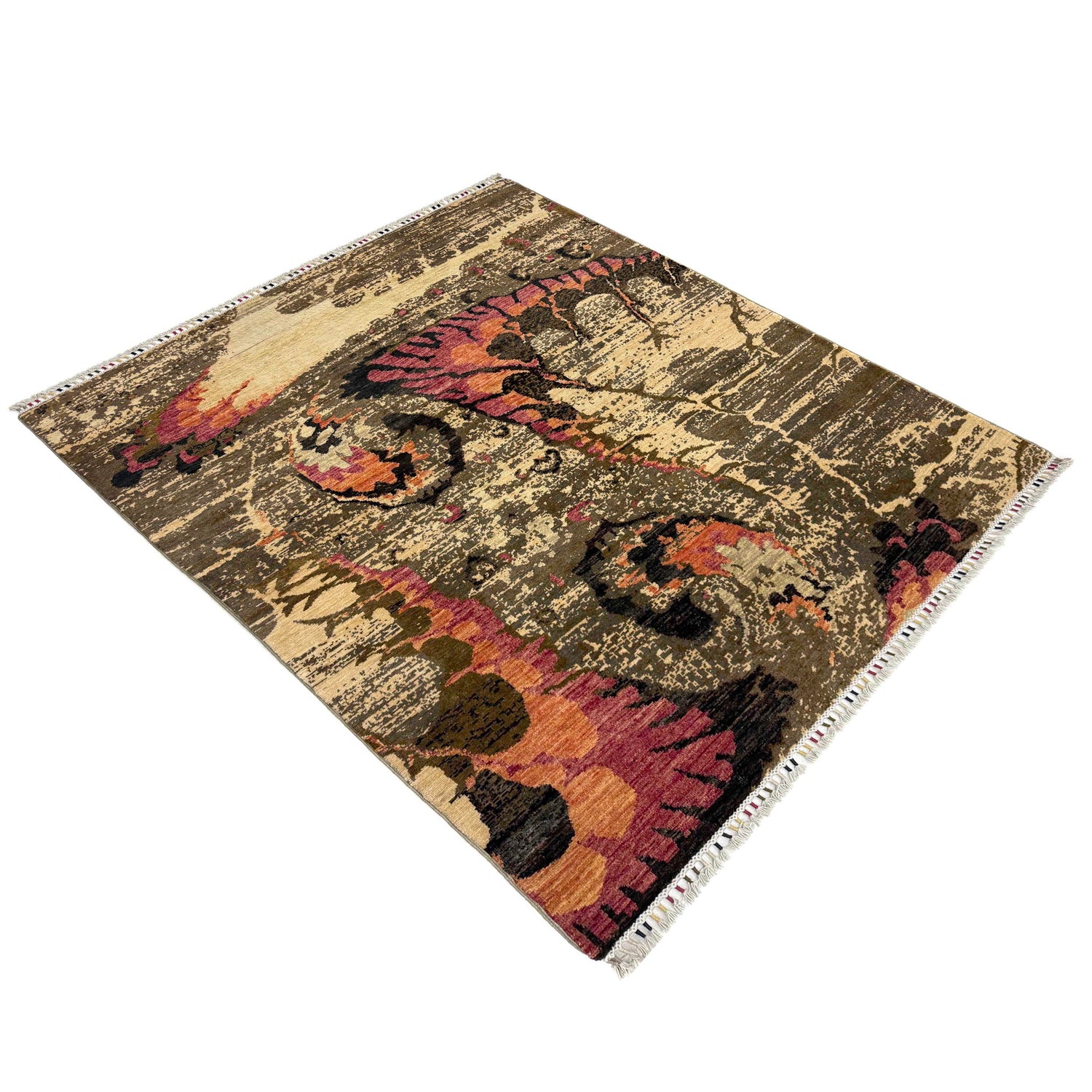 Gabbeh Area Rug Handmade Multi Medallion 4x7 ft