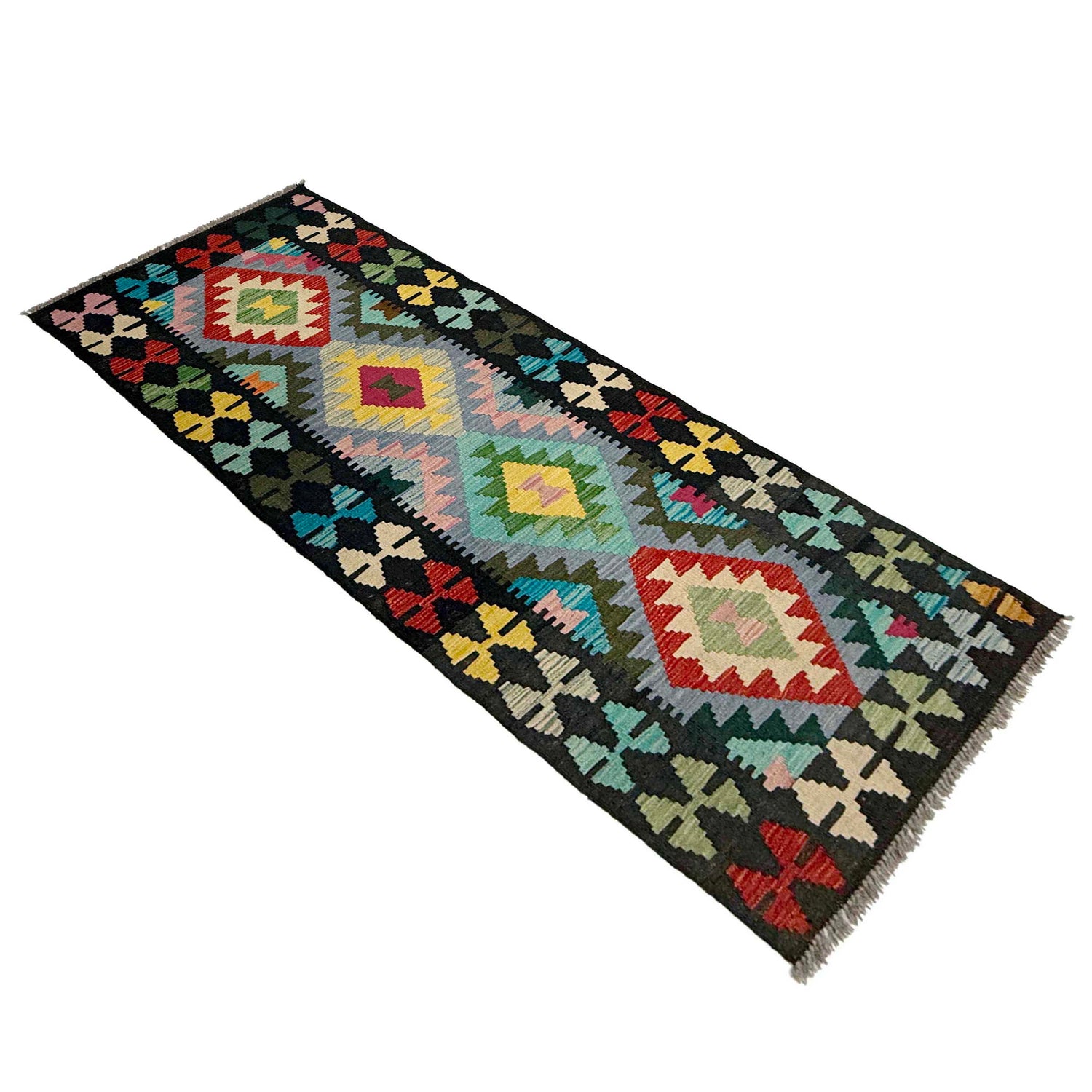 Handmade Multi Kilim Geometric 6' Runner