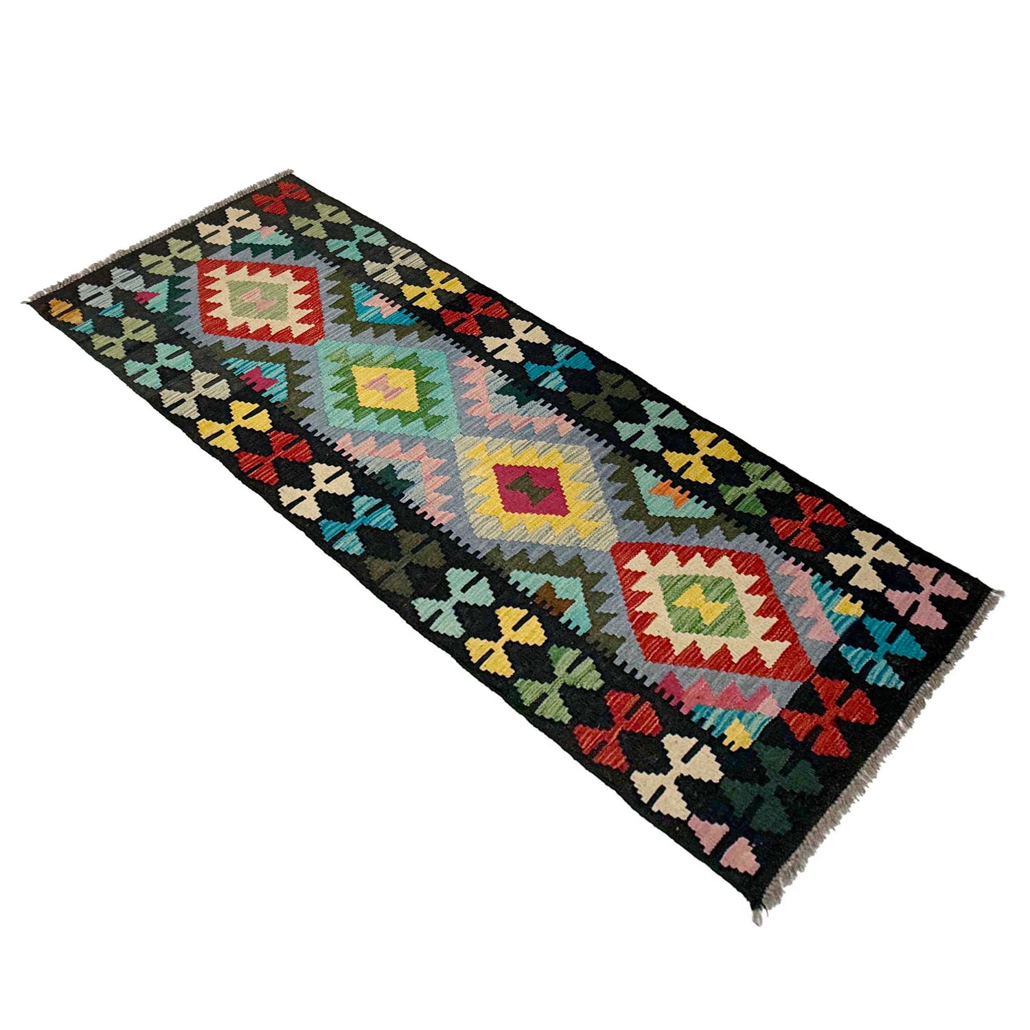Handmade Multi Kilim Geometric 6' Runner