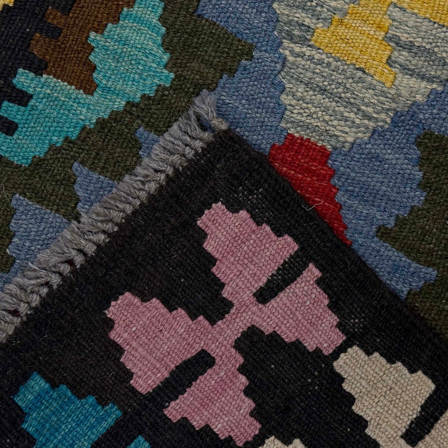 Handmade Multi Kilim Geometric 6' Runner