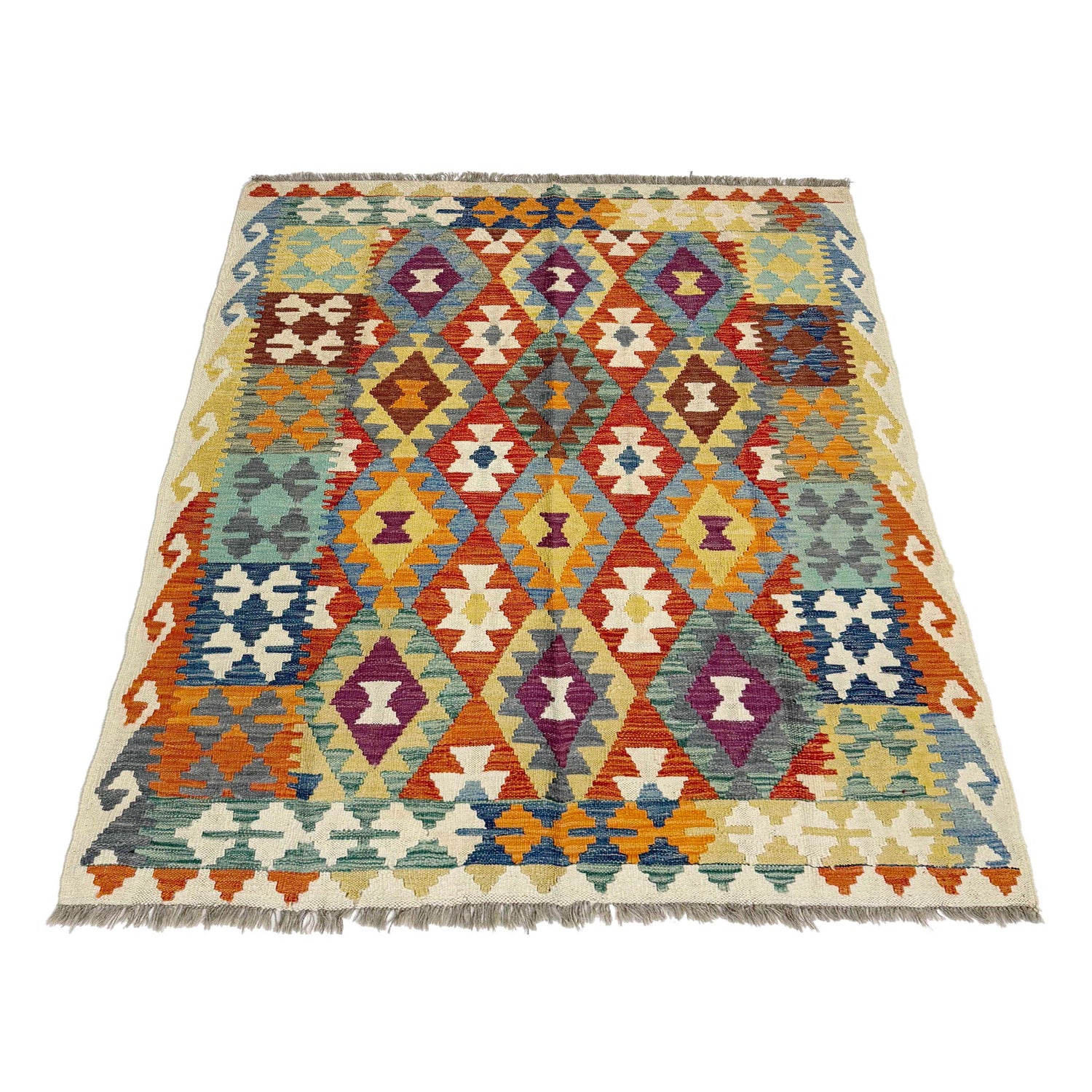 Handmade Multi Kilim Geometric 4x7 ft