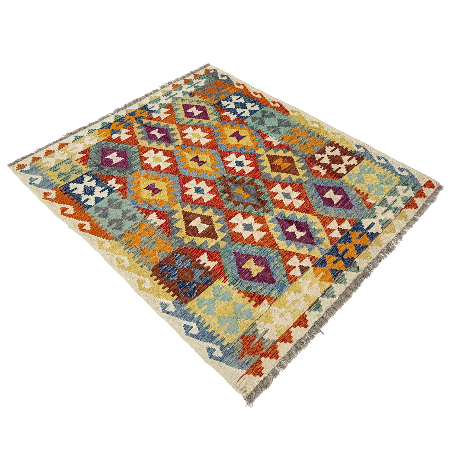 Handmade Multi Kilim Geometric 4x7 ft