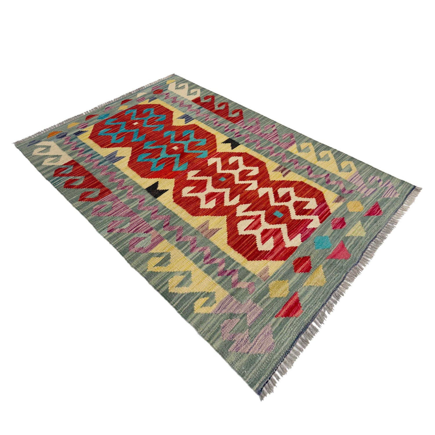 Handmade Multi Kilim Geometric 2x4 ft