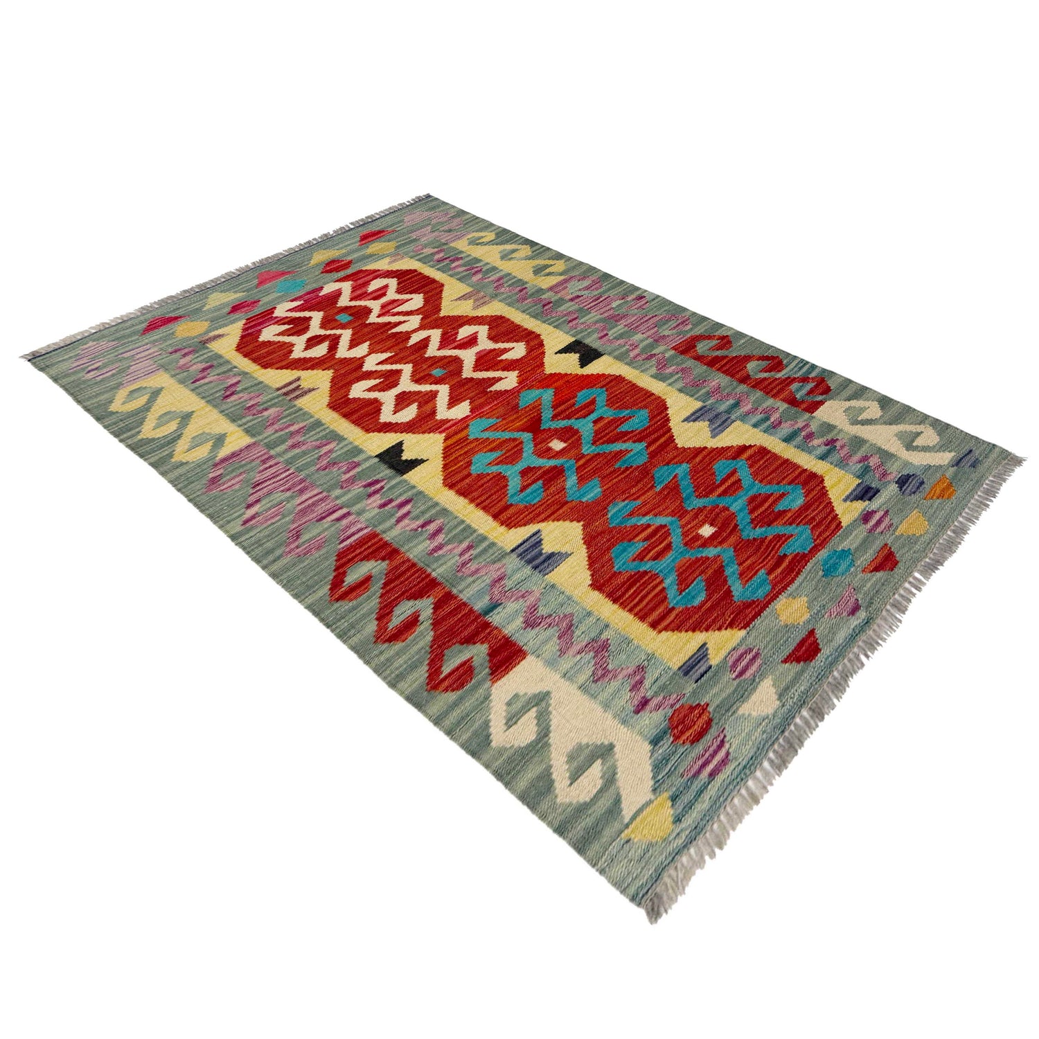 Handmade Multi Kilim Geometric 2x4 ft