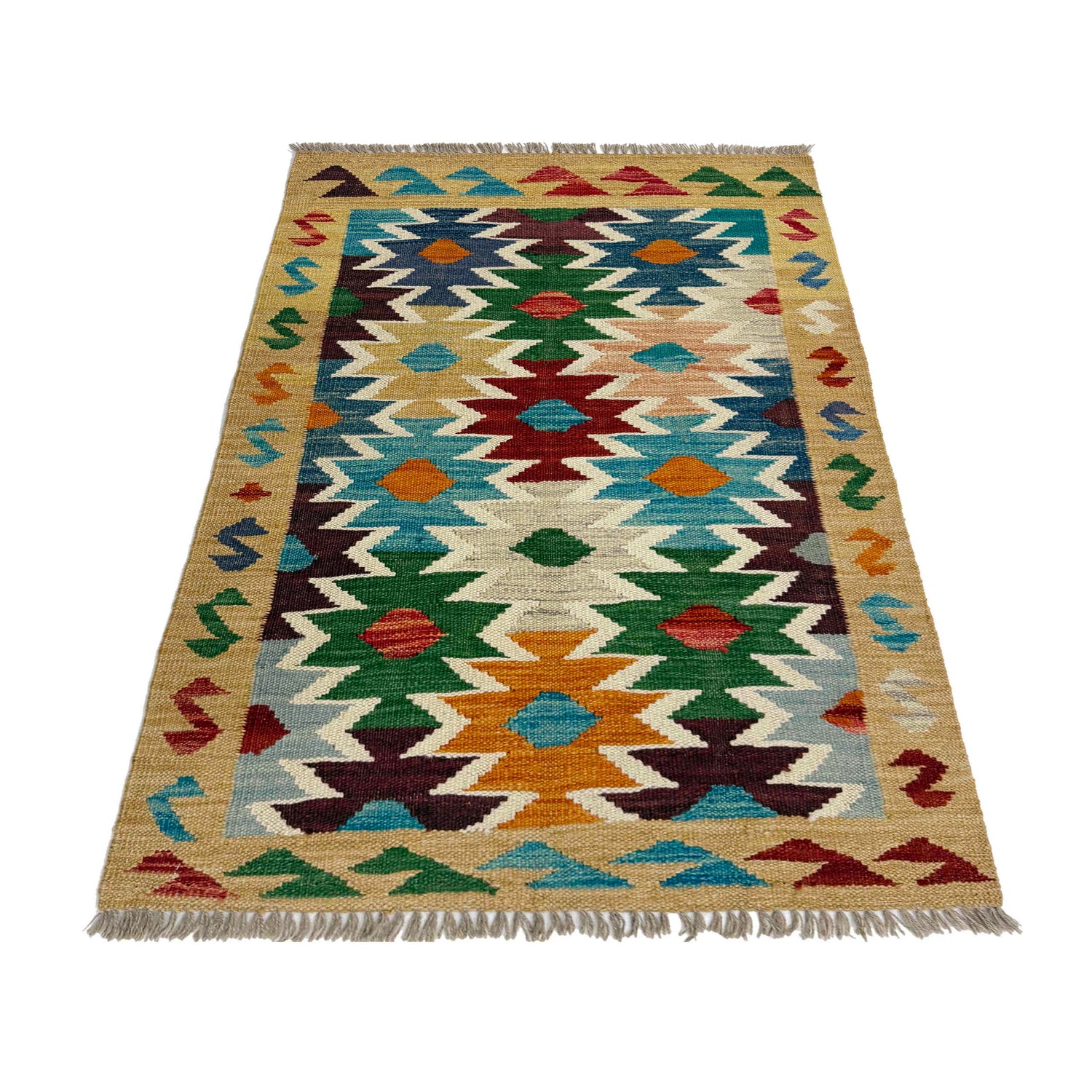 Handmade Multi Kilim Geometric 2x4 ft
