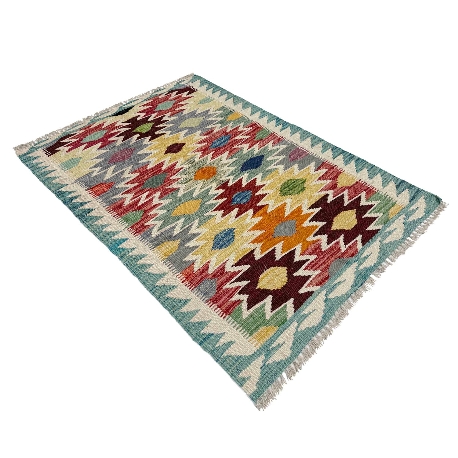 Handmade Multi Kilim Geometric 2x4 ft