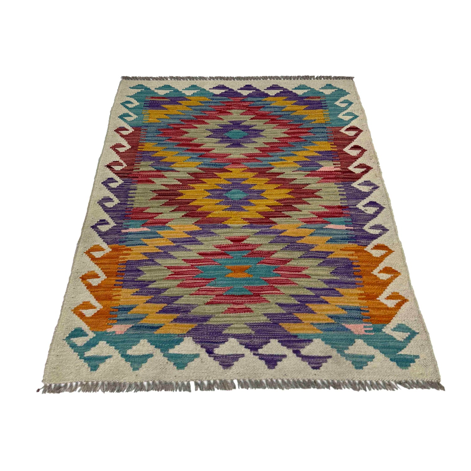 Handmade Multi Kilim Geometric 2x4 ft