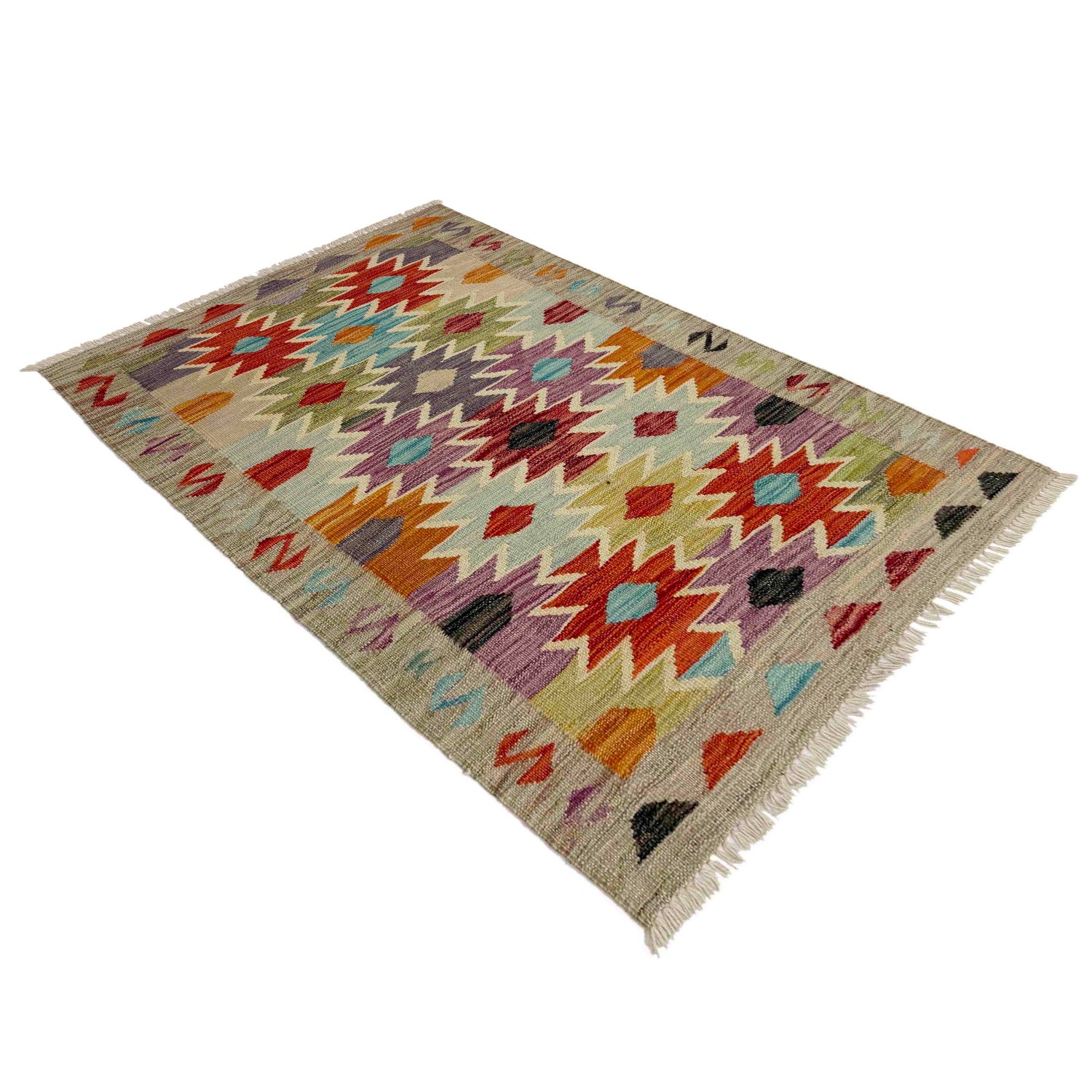Handmade Multi Kilim Geometric 2x4 ft