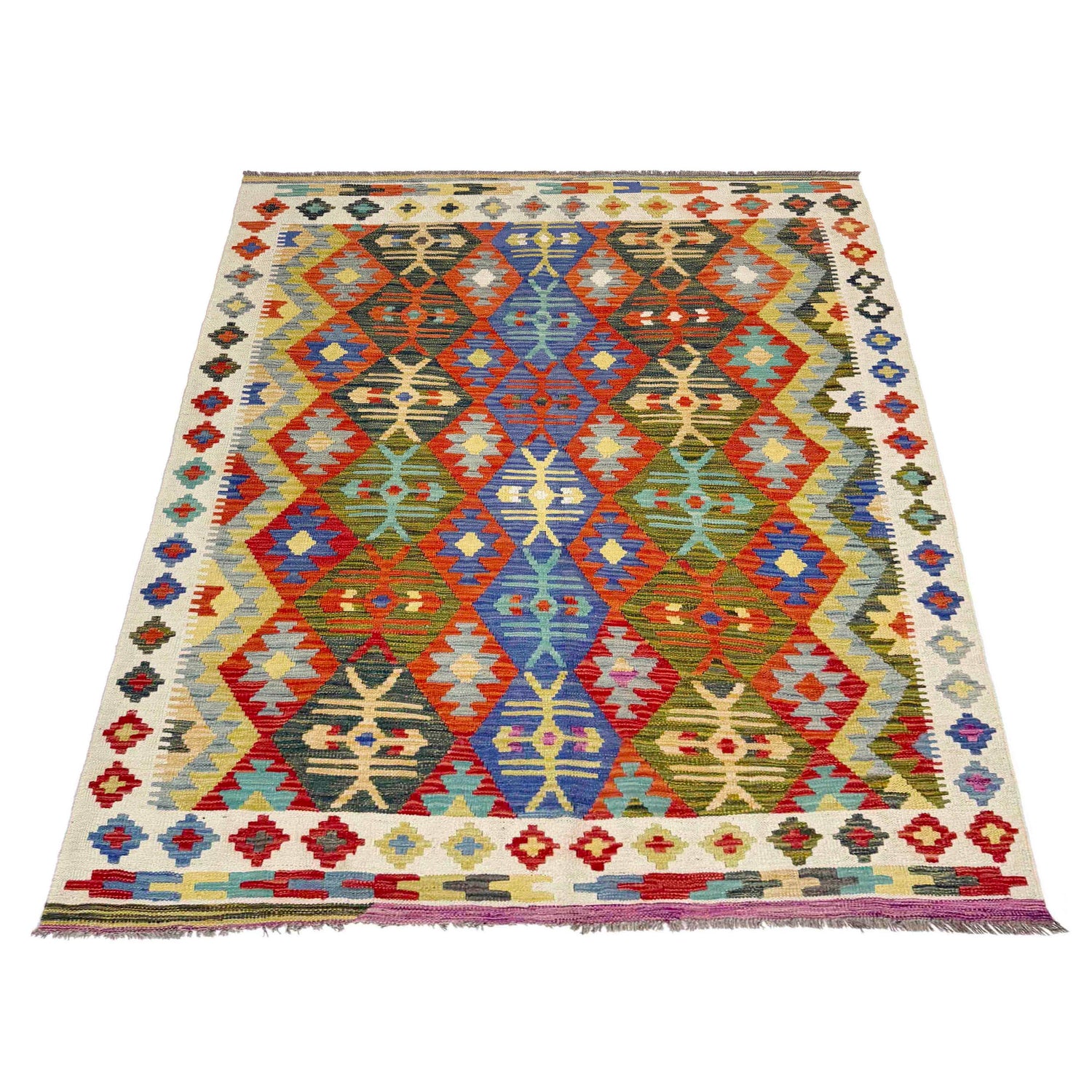 Handmade Multi Kilim Geometric 4x7 ft