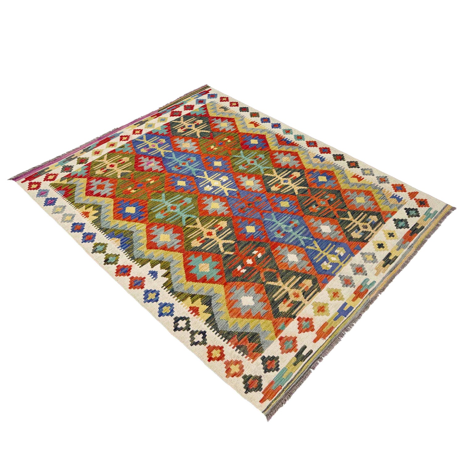 Handmade Multi Kilim Geometric 4x7 ft