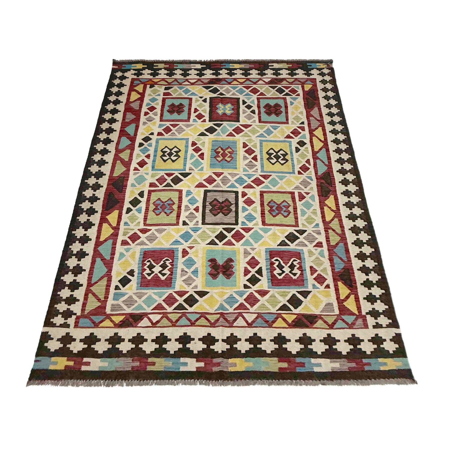 Handmade Multi Kilim Geometric 6x9 ft