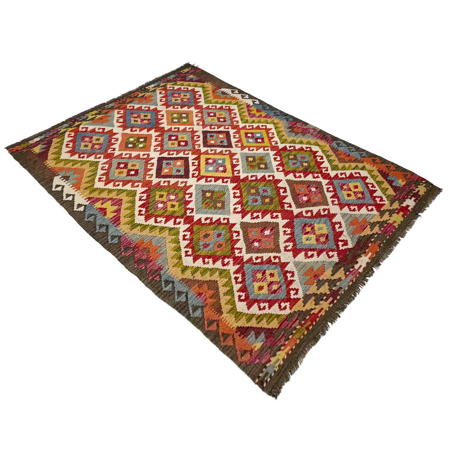Handmade Multi Kilim Geometric 4x7 ft
