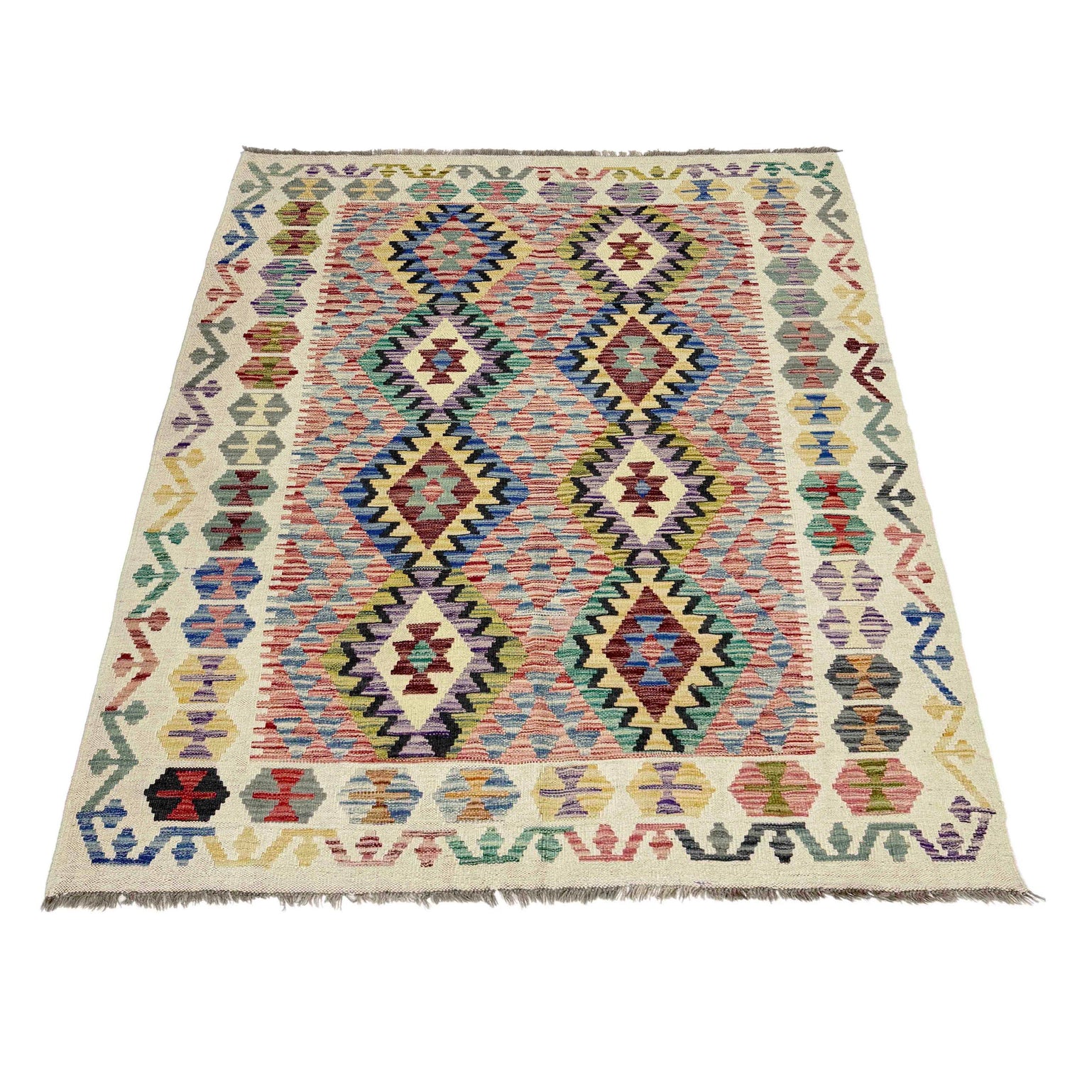 Handmade Multi Kilim Geometric 4x7 ft
