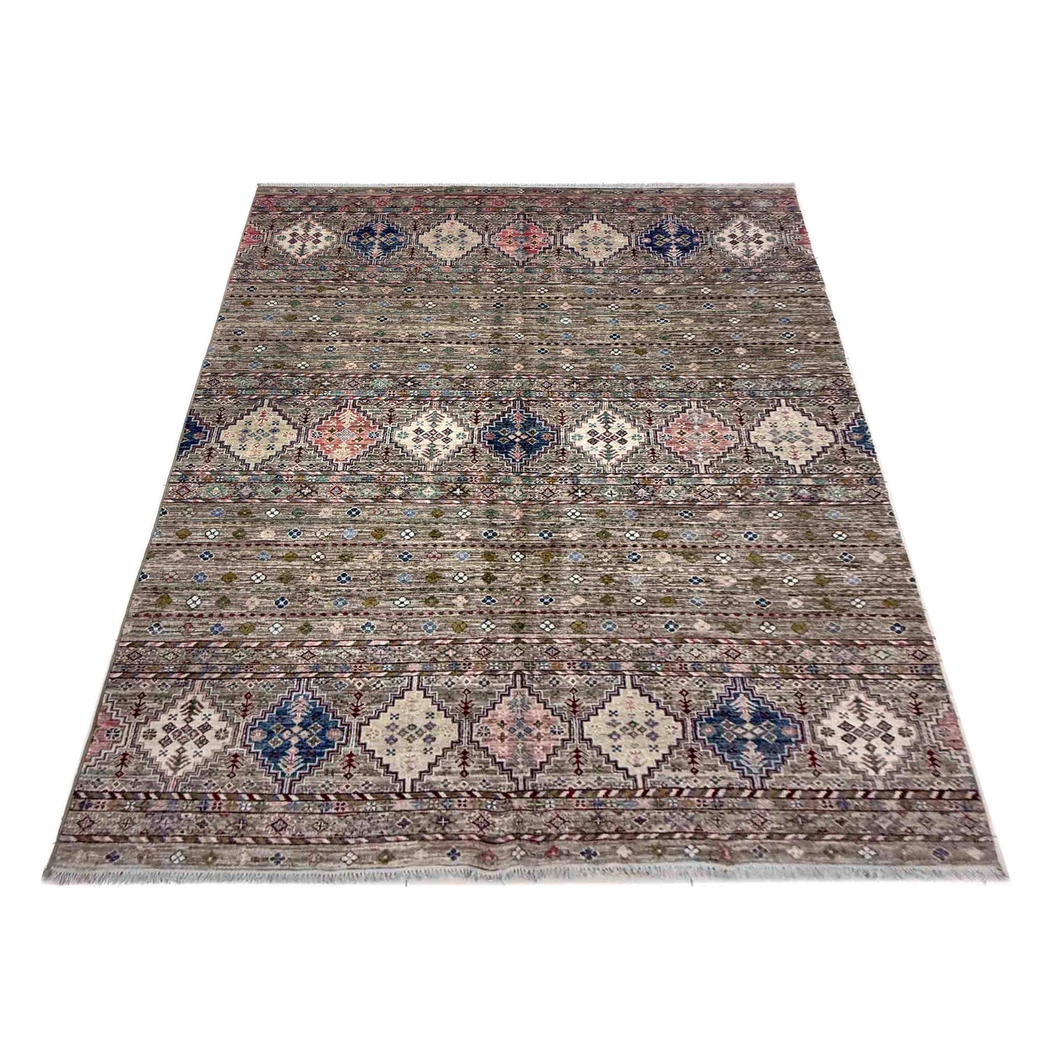 Hand-Knotted Multi Medallion Gabbeh Area Rug – 6' 6" x 9' 8" ft (197 x 294 cm) | SKU: R39638