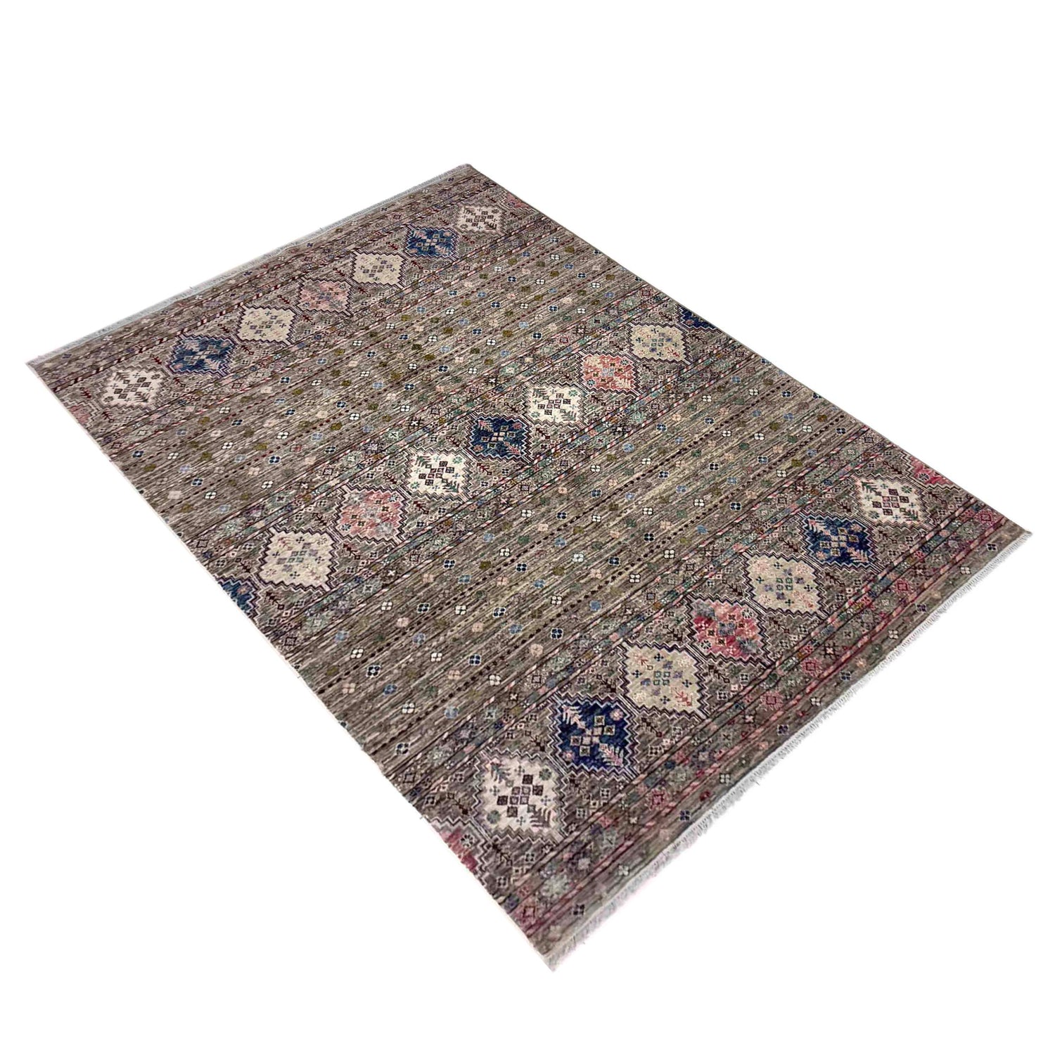 Hand-Knotted Multi Medallion Gabbeh Area Rug – 6' 6" x 9' 8" ft (197 x 294 cm) | SKU: R39638