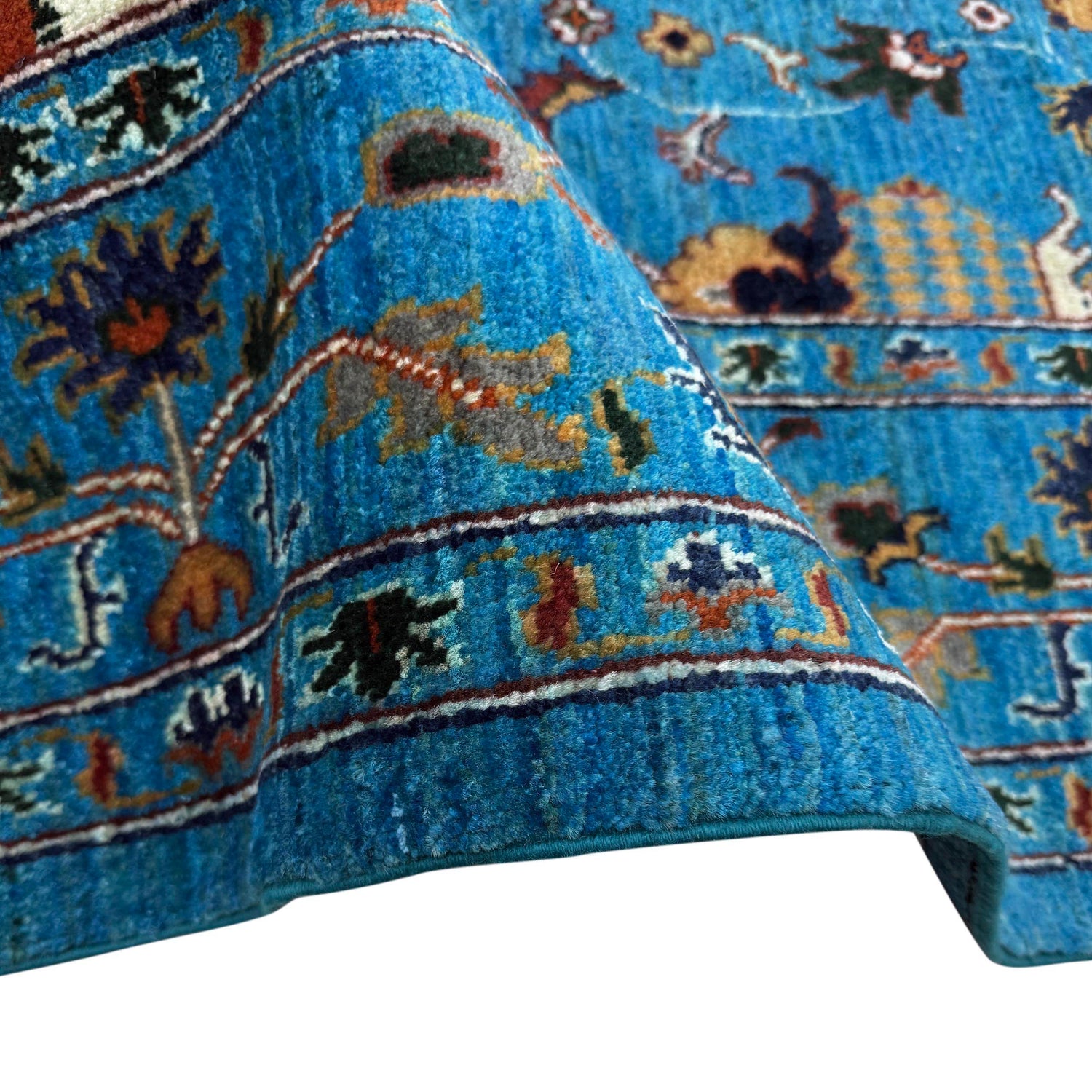 Hand-Knotted Blue Floral Sultani Area Rug – 6' 9" x 9' 6" ft (205 x 289 cm) | SKU: R39641