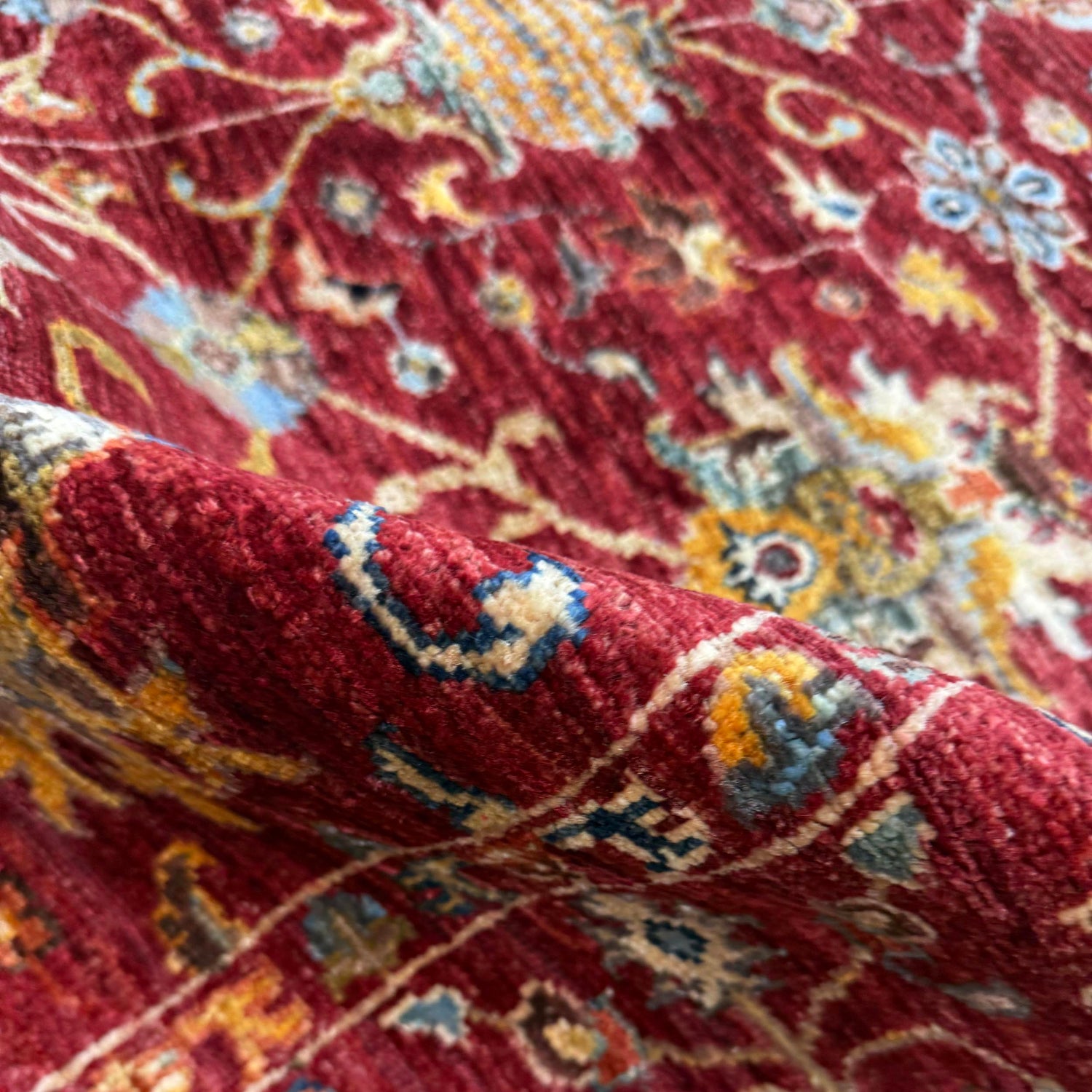 Hand-Knotted Red Floral Sultani Area Rug – 4' 0" x 6' 0" ft (122 x 183 cm) | SKU: R39642