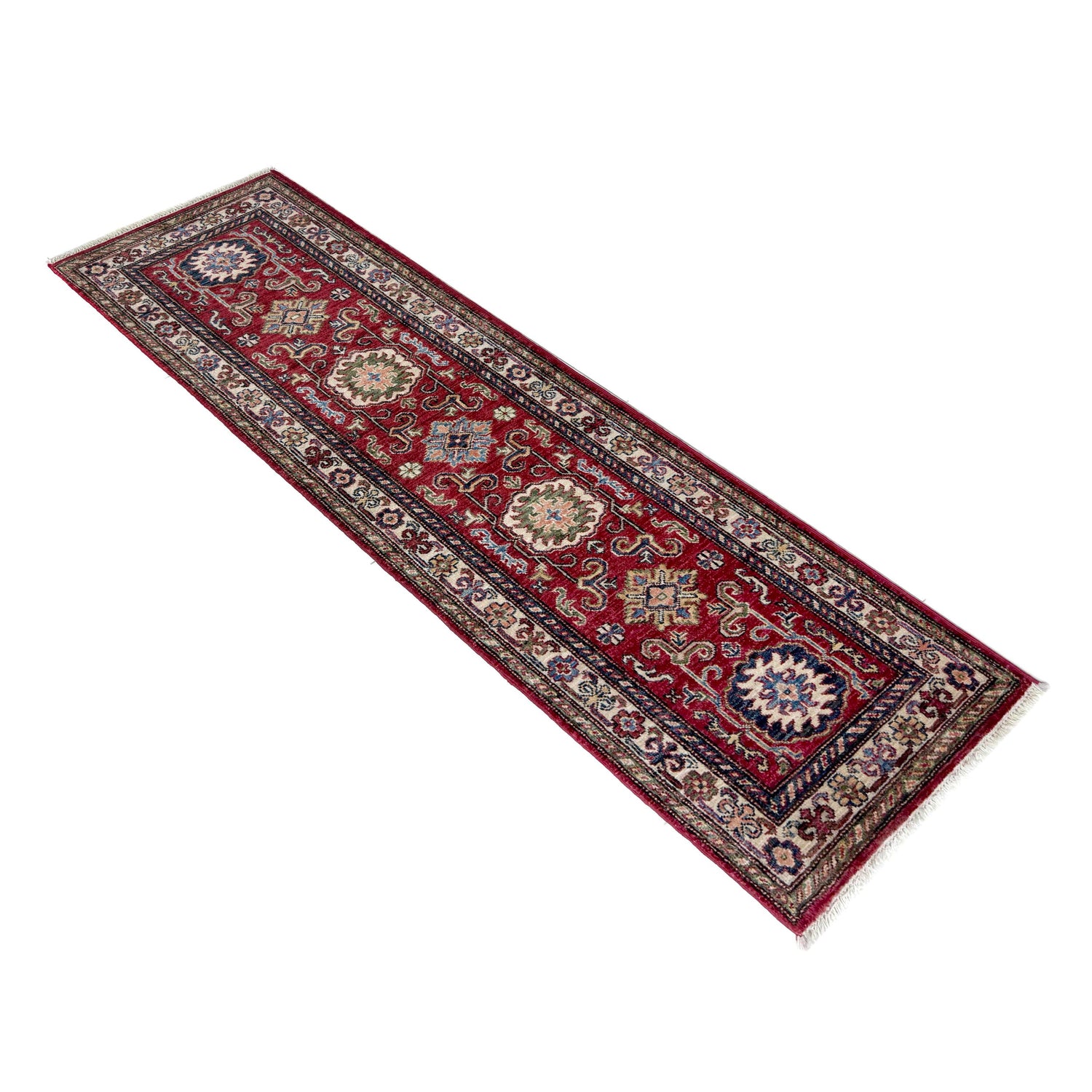 Hand-Knotted Red Medallion Kazak Area Rug Runner – 2' 0" x 6' 1" ft (61 x 185 cm) | SKU: R39643