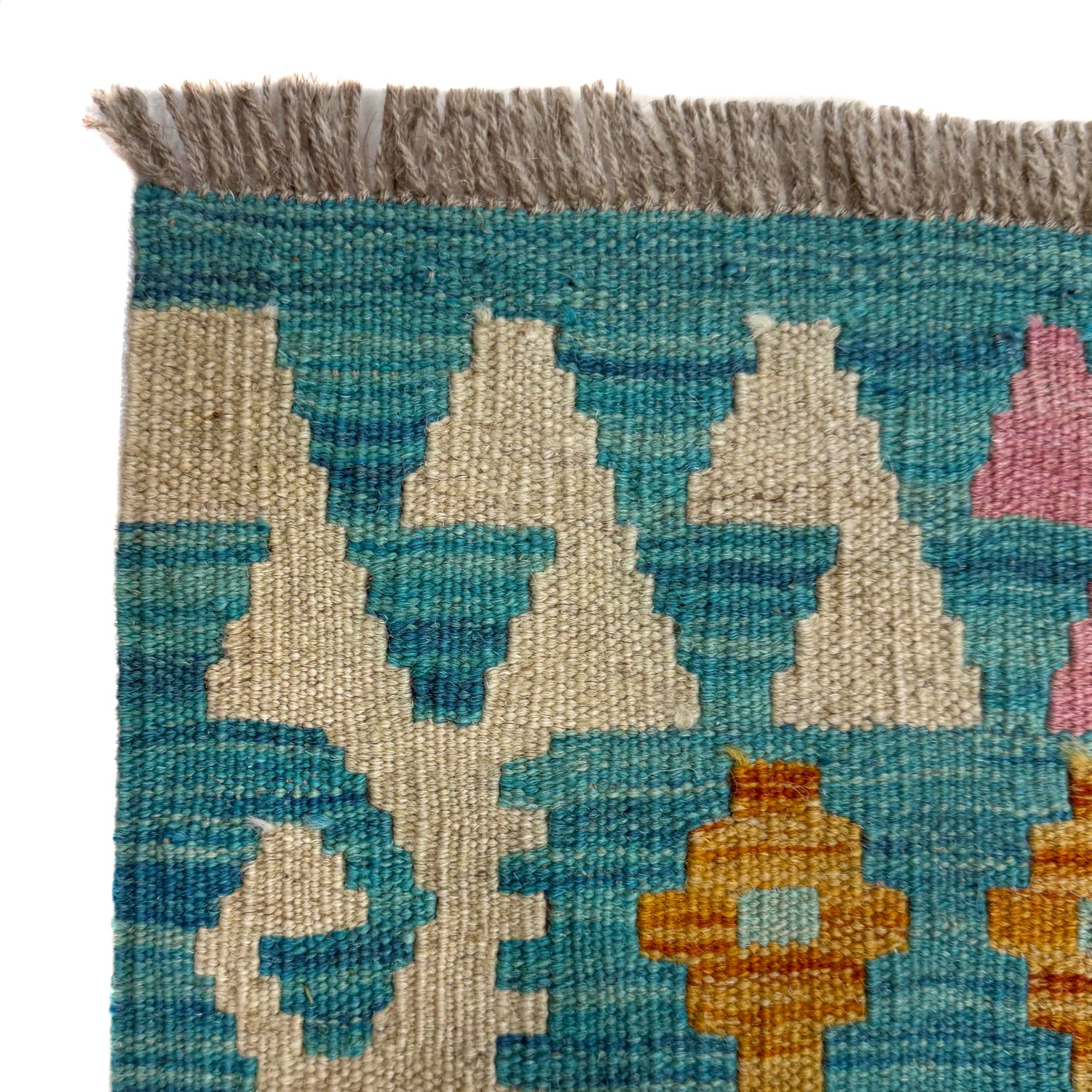 Hand-Knotted Multi Geometric Vegetable Kilim Area Rug – 5' 10" x 8' 0" ft (179 x 244 cm) | SKU: R39656