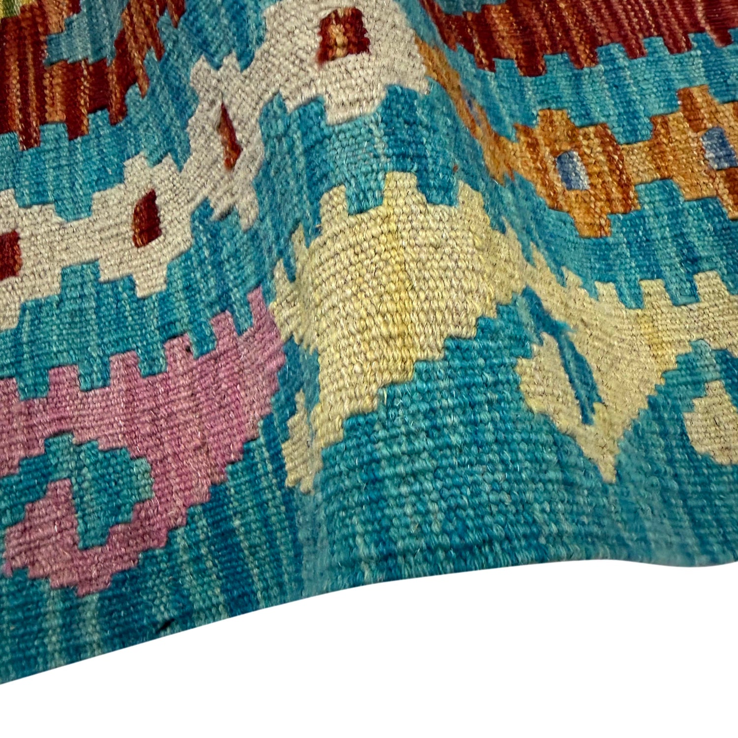 Hand-Knotted Multi Geometric Vegetable Kilim Area Rug – 5' 10" x 8' 0" ft (179 x 244 cm) | SKU: R39656