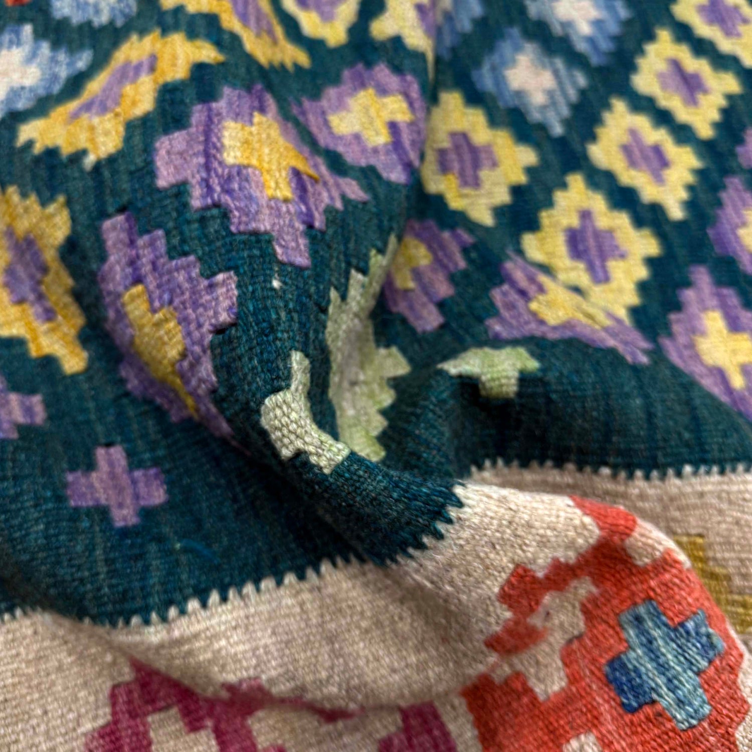 Hand Knotted Afghan Style Kilim – 5' 11" x 7' 8" ft (181 x 233 cm) | SKU: R39657