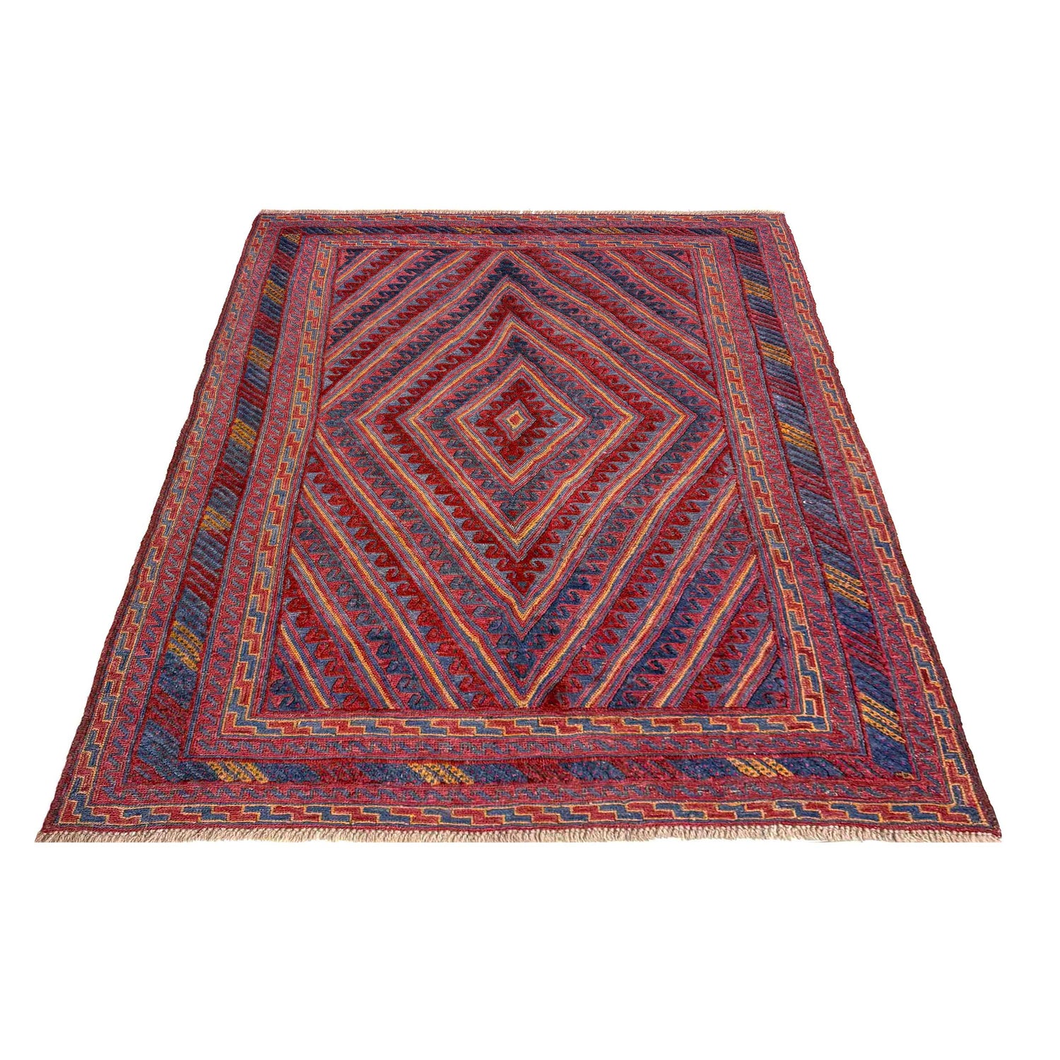 Red Color Mashwani Area Rug – 4' 10" x 5' 11" ft (147 x 180 cm) | SKU: R39734