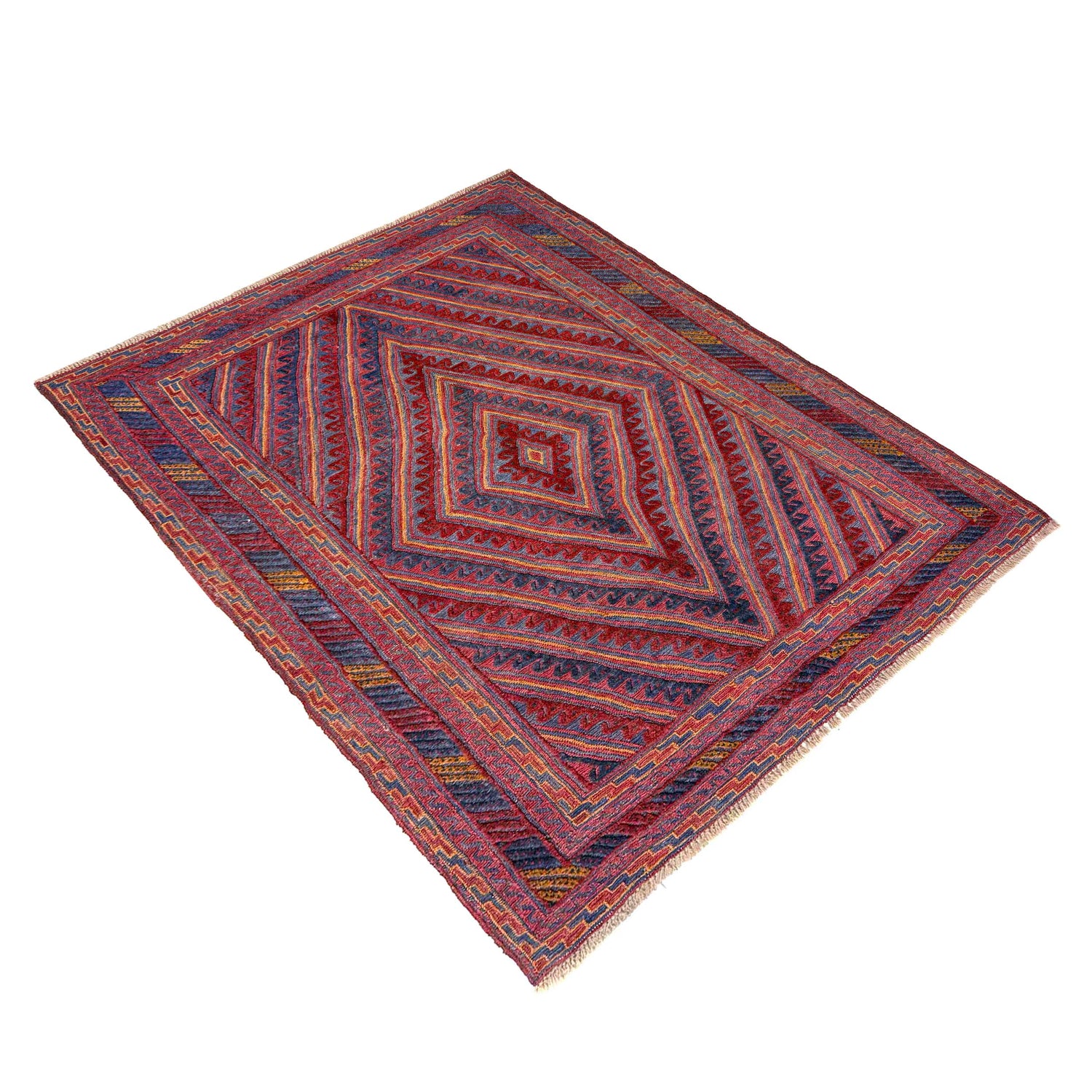 Red Color Mashwani Area Rug – 4' 10" x 5' 11" ft (147 x 180 cm) | SKU: R39734