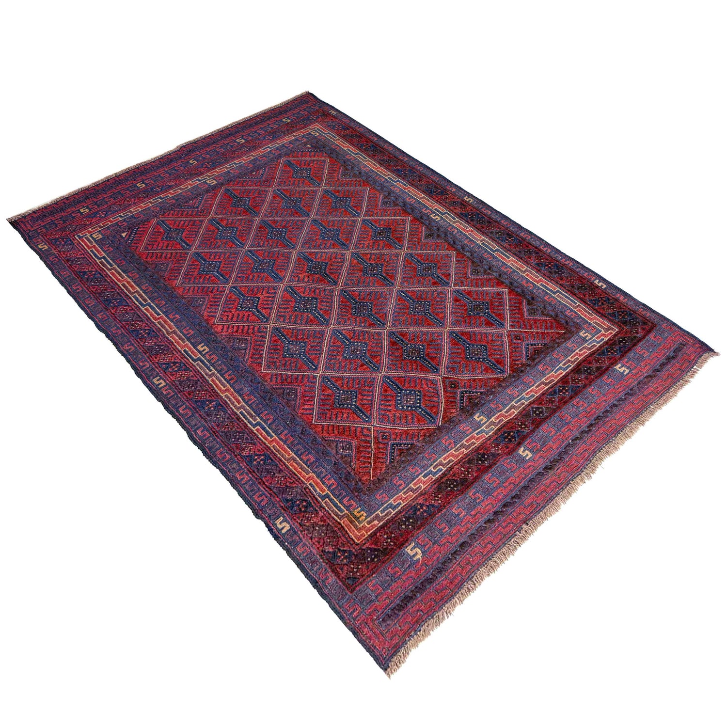 Red Color Mashwani Area Rug – 4' 10" x 6' 5" ft (147 x 196 cm) | SKU: R39735