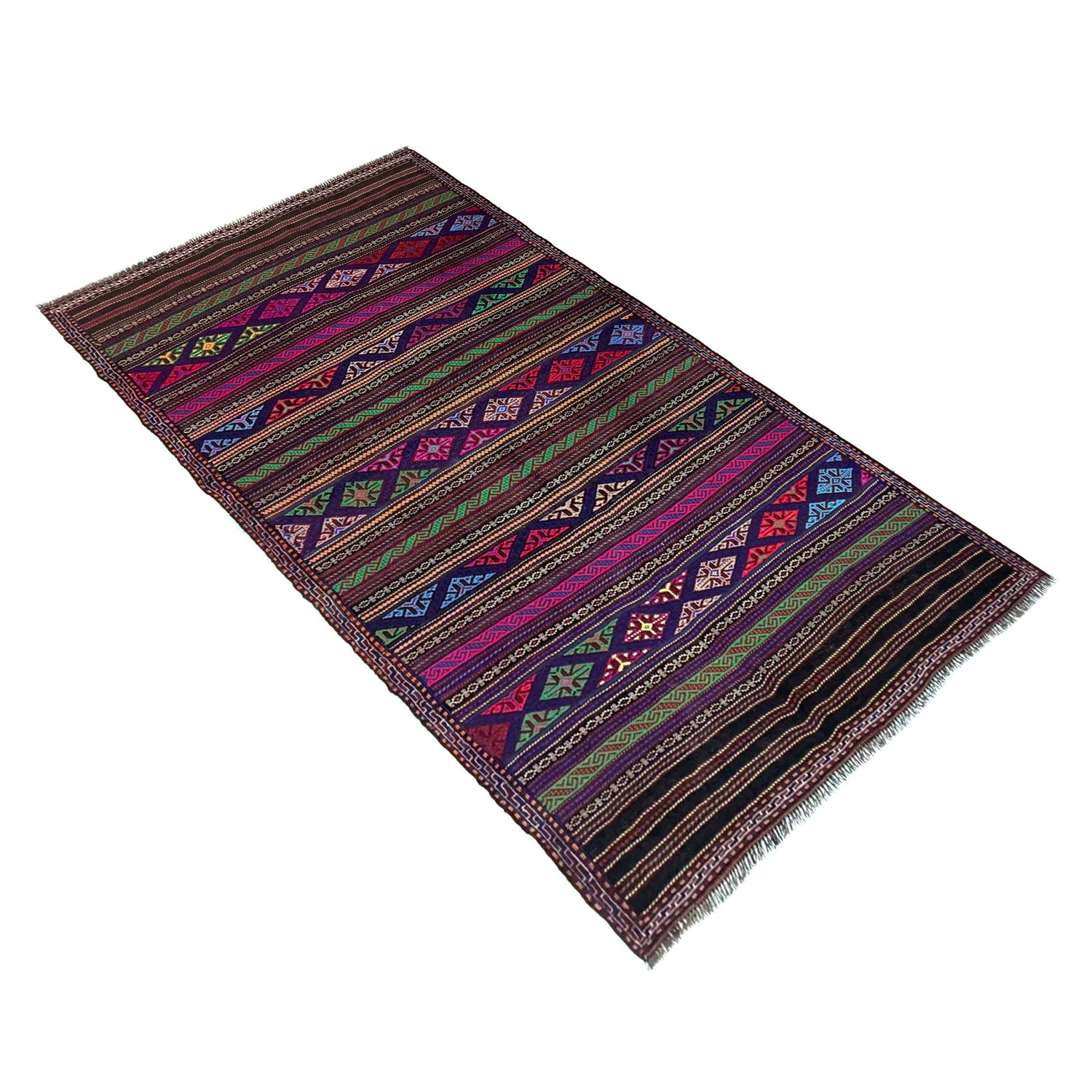 Hand-Knotted Multi Geometric Laghari Kilim Area Rug – 4' 5" x 7' 5" ft (134 x 225 cm) | SKU: R39750