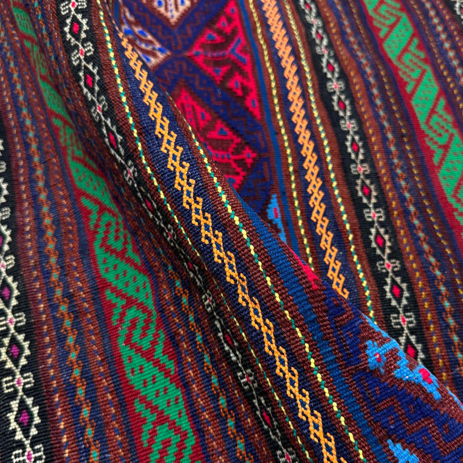 Hand-Knotted Multi Geometric Laghari Kilim Area Rug – 4' 5" x 7' 5" ft (134 x 225 cm) | SKU: R39750