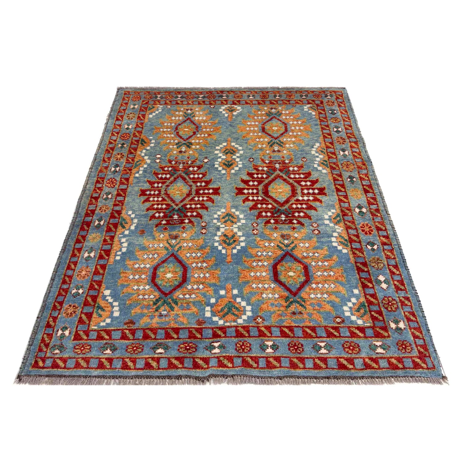 Hand-Knotted Multi Floral Oushak Area Rug – 4' 1" x 5' 9" ft (124 x 174 cm) | SKU: R39752