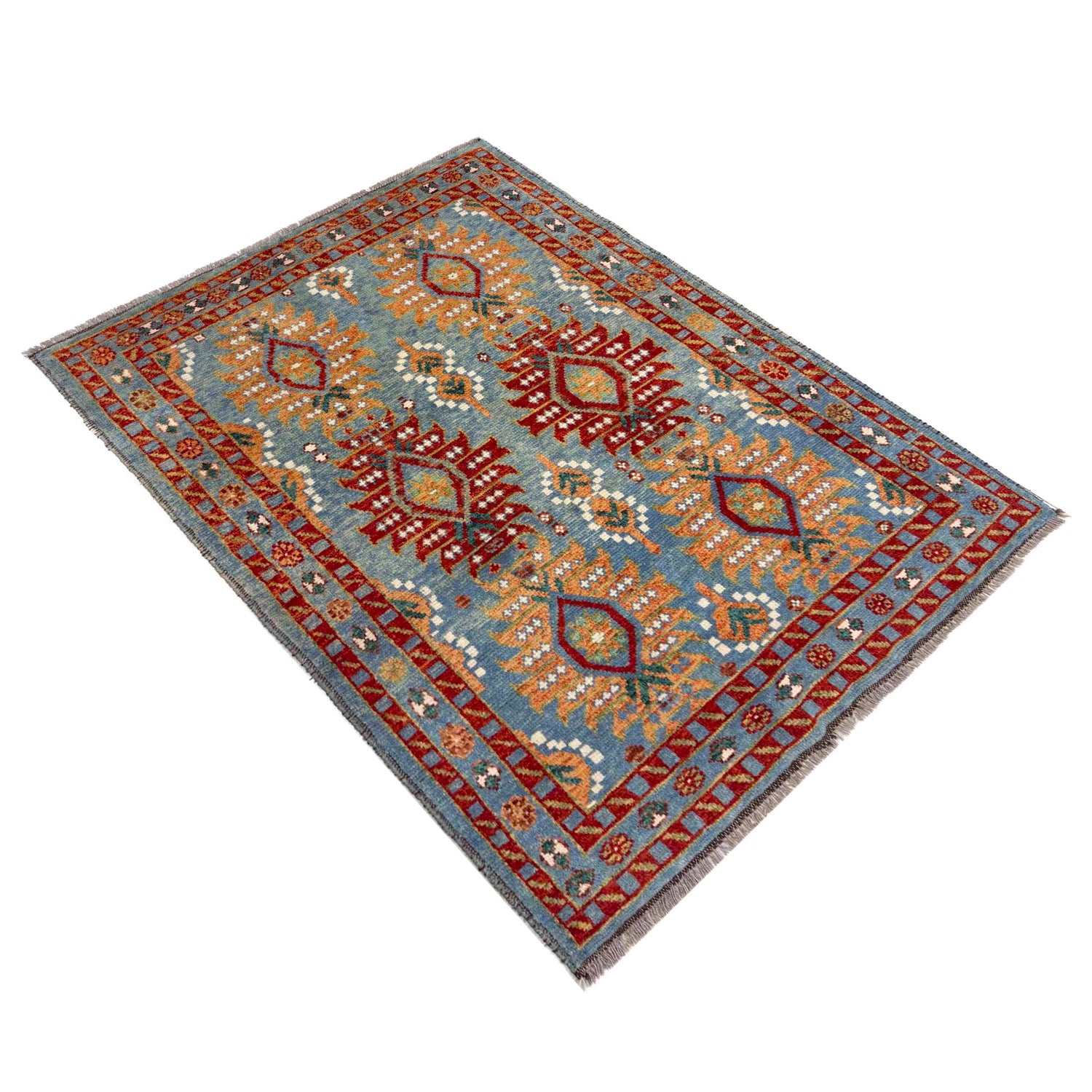 Hand-Knotted Multi Floral Oushak Area Rug – 4' 1" x 5' 9" ft (124 x 174 cm) | SKU: R39752