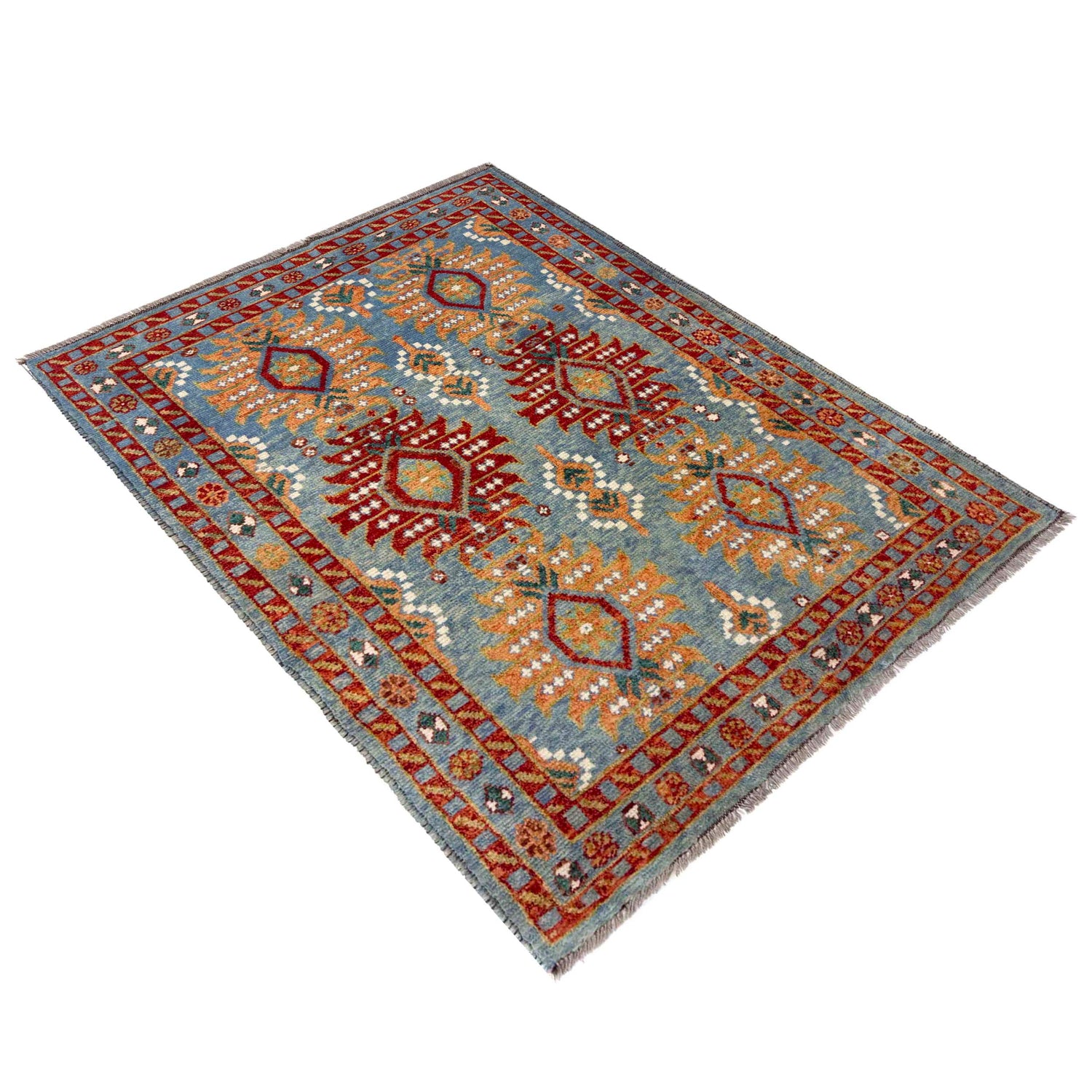 Hand-Knotted Multi Floral Oushak Area Rug – 4' 1" x 5' 9" ft (124 x 174 cm) | SKU: R39752