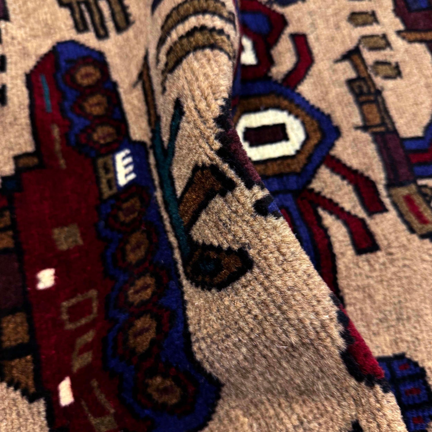Hand-Knotted Brown Tank + Helicopter War Area Rug – 4' 4" x 5' 8" ft (132 x 173 cm) | SKU: R39754
