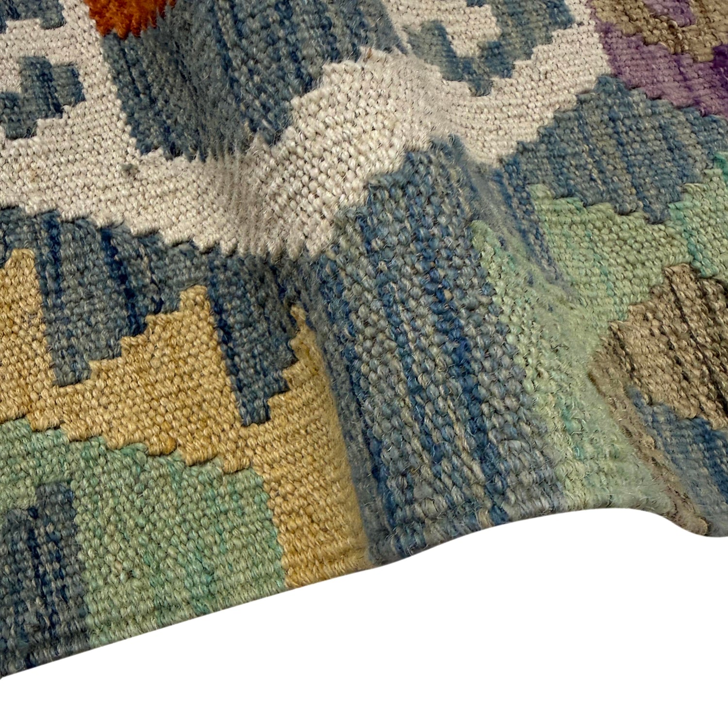 Hand-Knotted Multi Geometric Vegetable Kilim Area Rug – 6' 11" x 9' 7" ft (212 x 293 cm) | SKU: R39758
