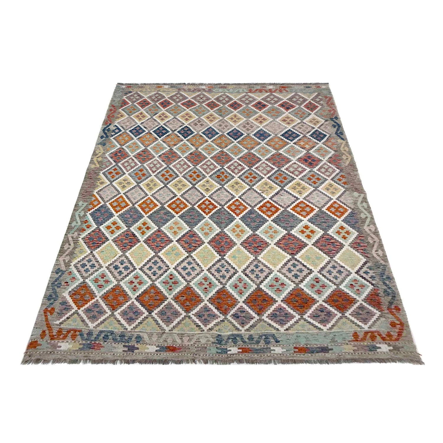 Hand Made Afghan Kilim – 6' 10" x 9' 8" ft (209 x 295 cm) | SKU: R39761