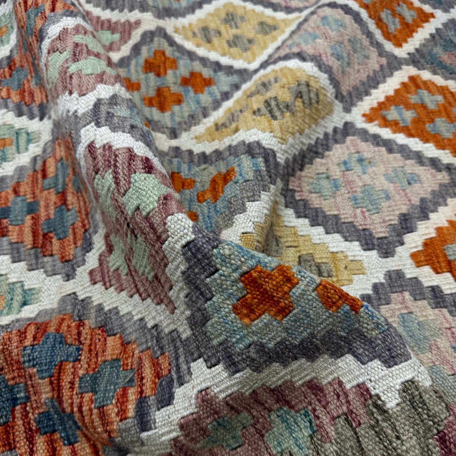 Hand Made Afghan Kilim – 6' 10" x 9' 8" ft (209 x 295 cm) | SKU: R39761